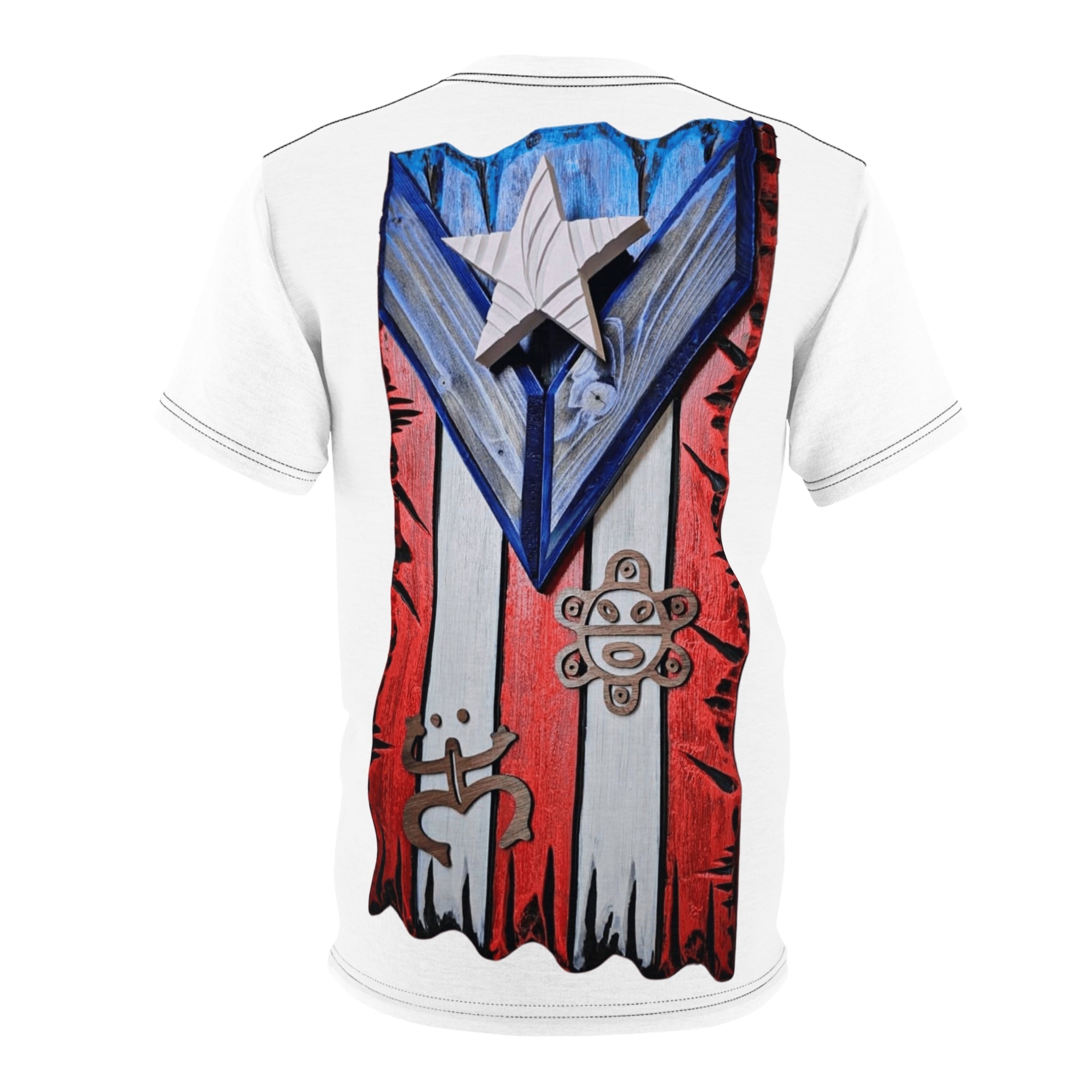 Puerto Rican Pride Unisex Cut & Sew Tee, AOP Boricua Flag Shirt, Vibrant Graphic Tee, Cultural Apparel, Boriken tee - Metamorphosis Creations