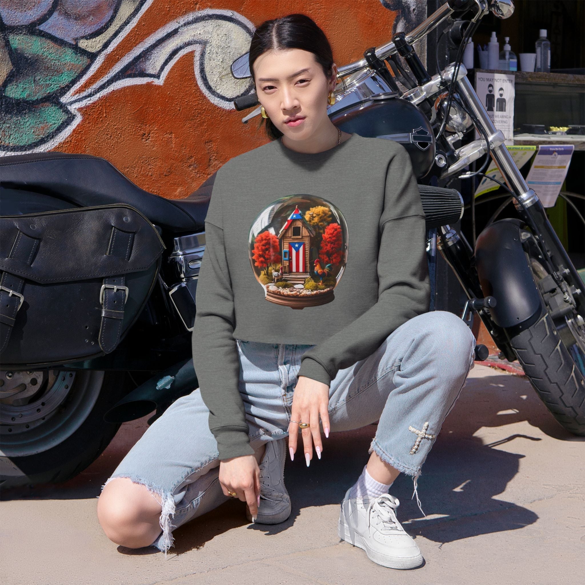 Puerto Rican Tradition Autumn Vibes Cropped Sweatshirt, Cozy Sweatshirt, Fall Fashion, Casual Wear, Thanksgiving Gift, Seasonal Style - Metamorphosis Creations