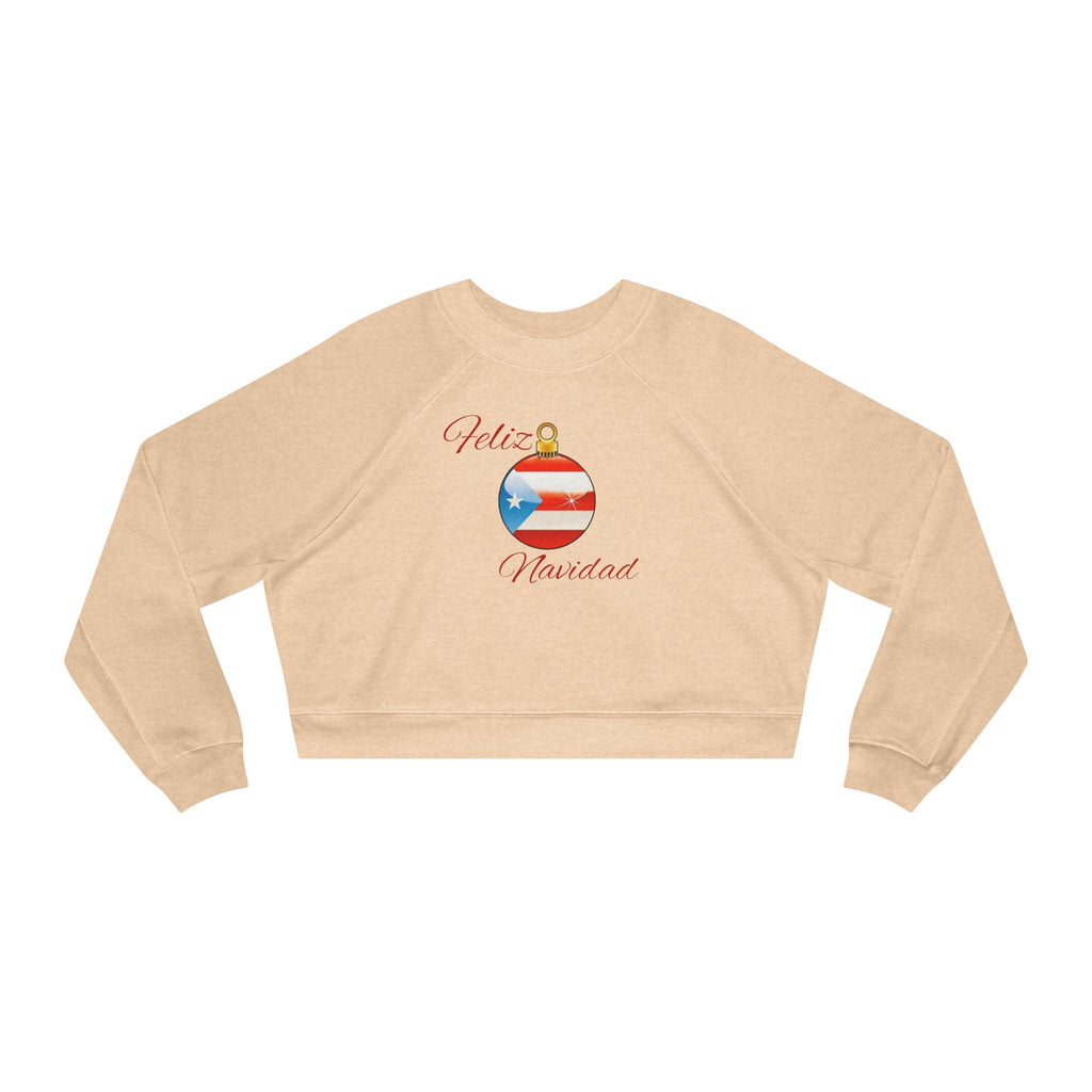 Puerto Rican Tradition Festive Cropped Fleece Pullover with Puerto Rican Flag Ornament Design, Cozy Holiday Sweater, Casual Winter Top, Christmas Gift, [...] - Metamorphosis Creations