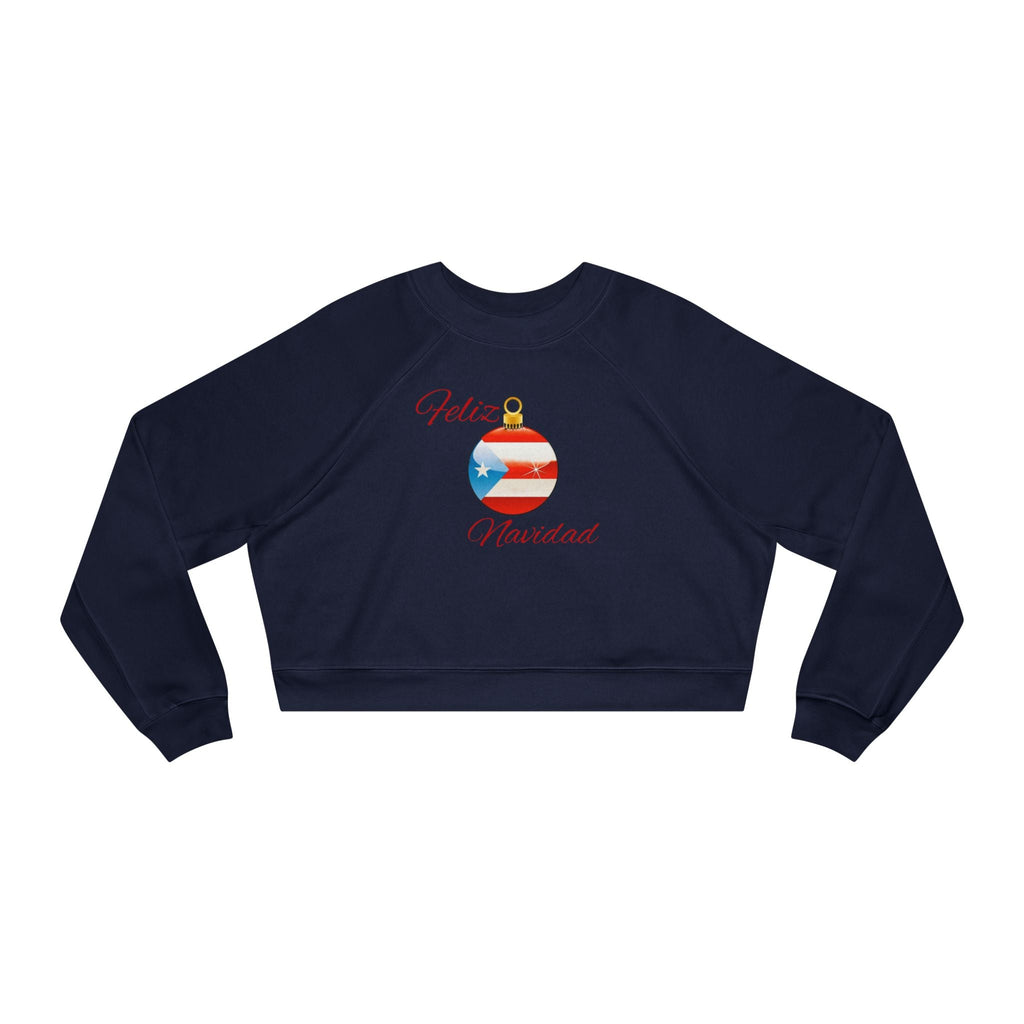 Puerto Rican Tradition Festive Cropped Fleece Pullover with Puerto Rican Flag Ornament Design, Cozy Holiday Sweater, Casual Winter Top, Christmas Gift, [...] - Metamorphosis Creations