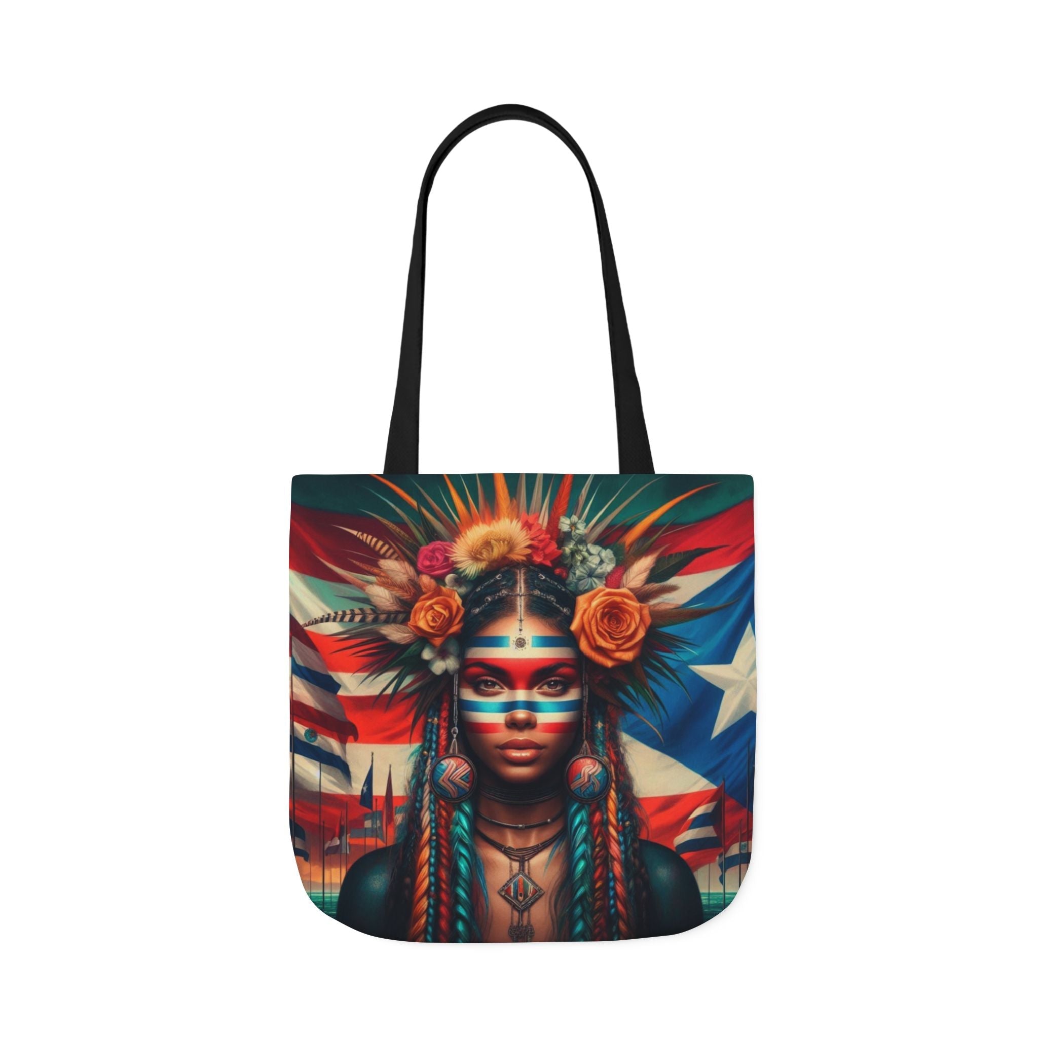 PUERTO RICO Canvas Tote Bag, 5 - Color Straps - Metamorphosis Creations
