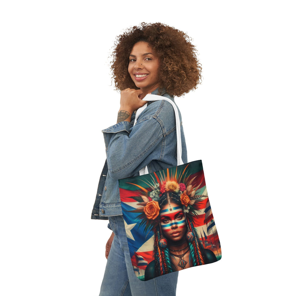 PUERTO RICO Canvas Tote Bag, 5 - Color Straps - Metamorphosis Creations