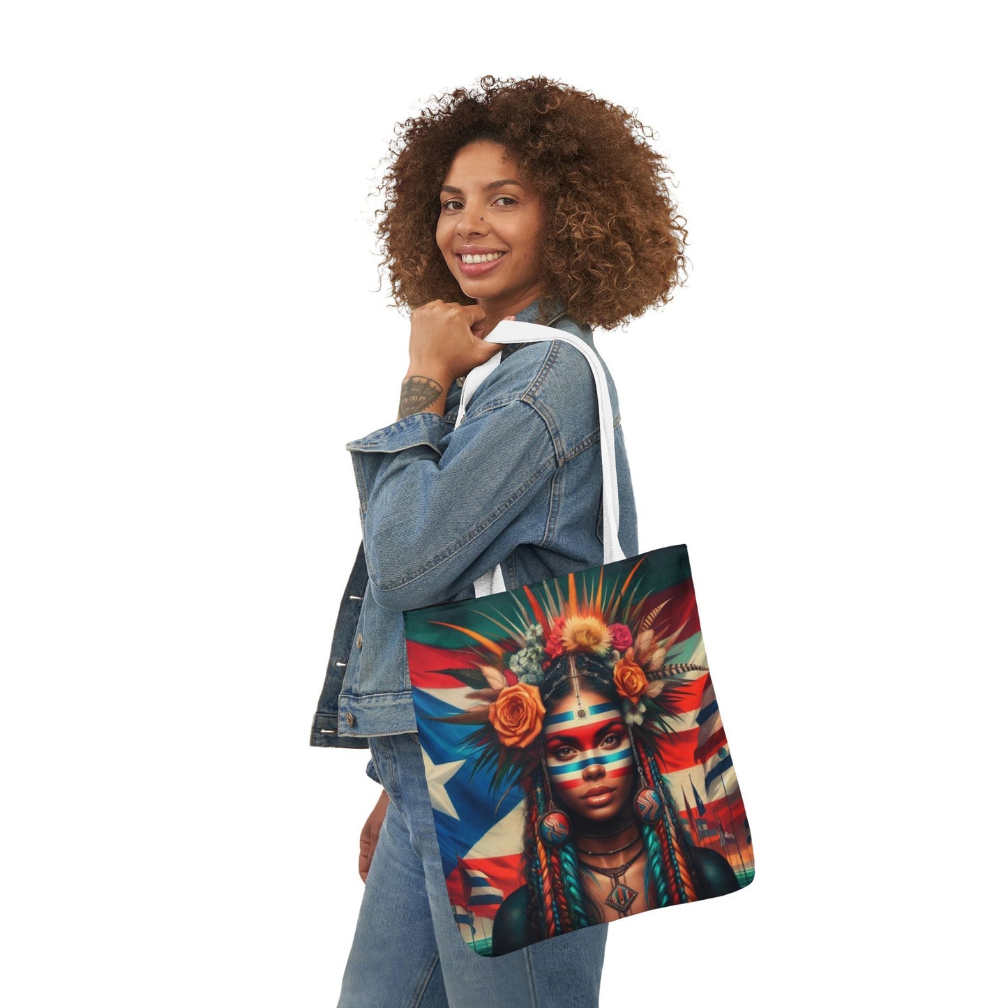 PUERTO RICO Canvas Tote Bag, 5 - Color Straps - Metamorphosis Creations