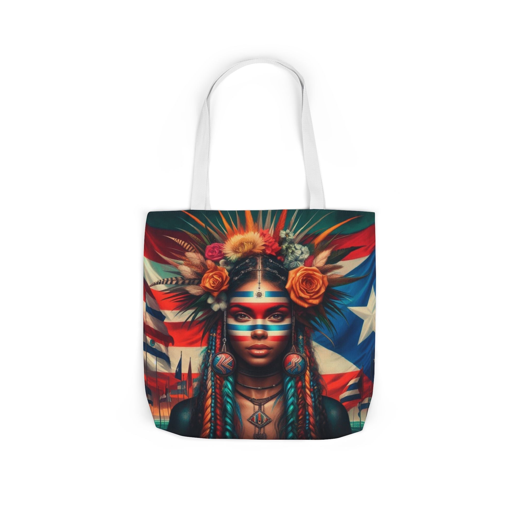PUERTO RICO Canvas Tote Bag, 5 - Color Straps - Metamorphosis Creations