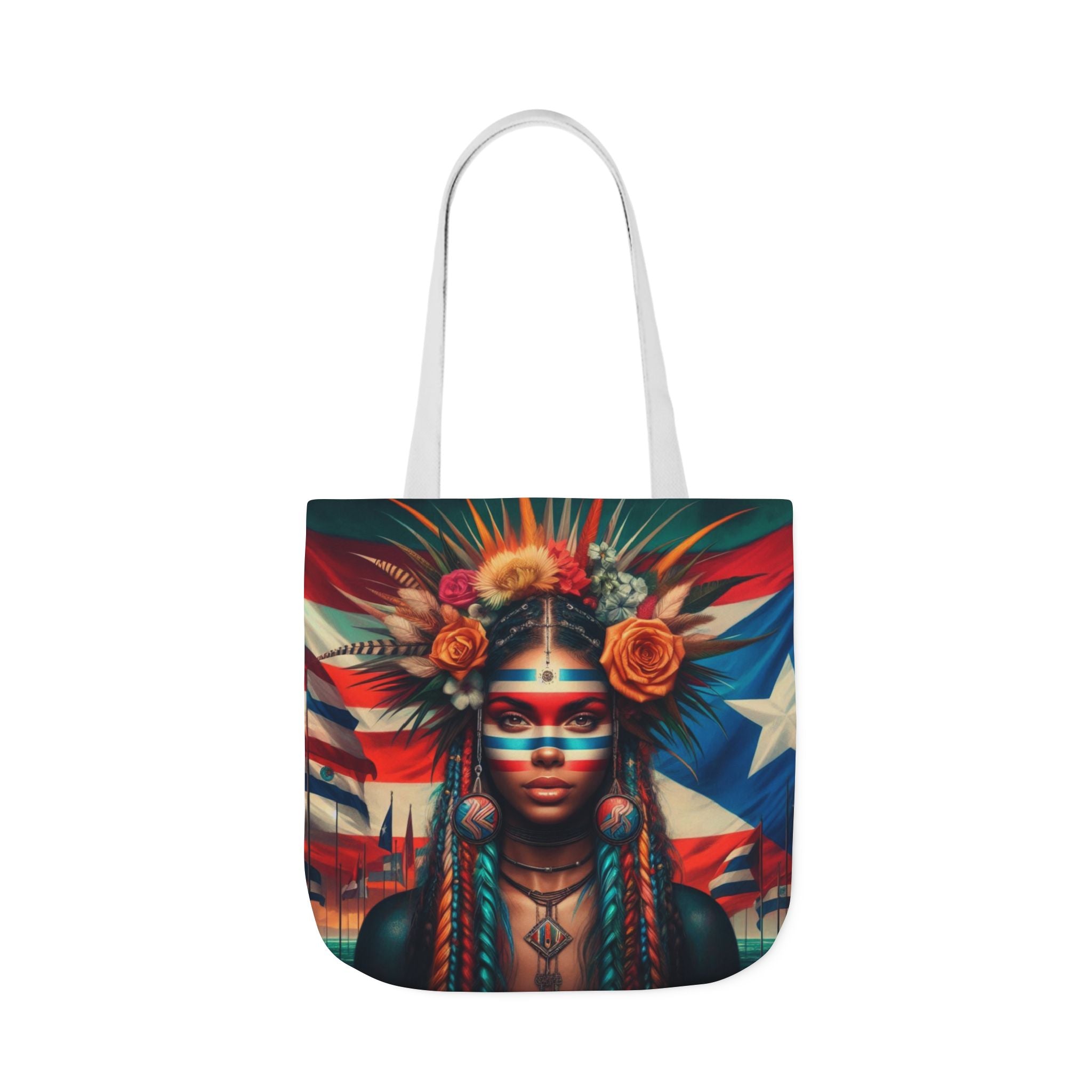 PUERTO RICO Canvas Tote Bag, 5 - Color Straps - Metamorphosis Creations