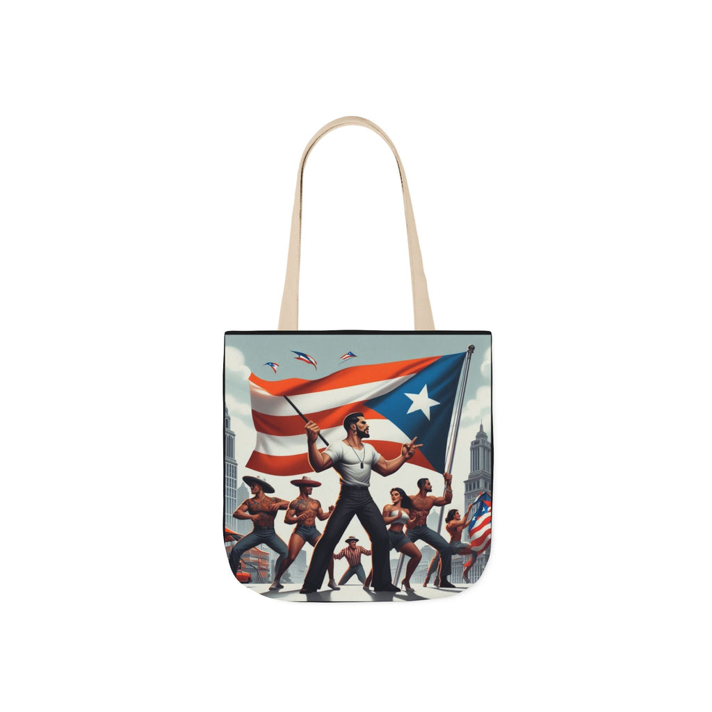 PUERTO RICO Canvas Tote Bag, 5 - Color Straps - Metamorphosis Creations