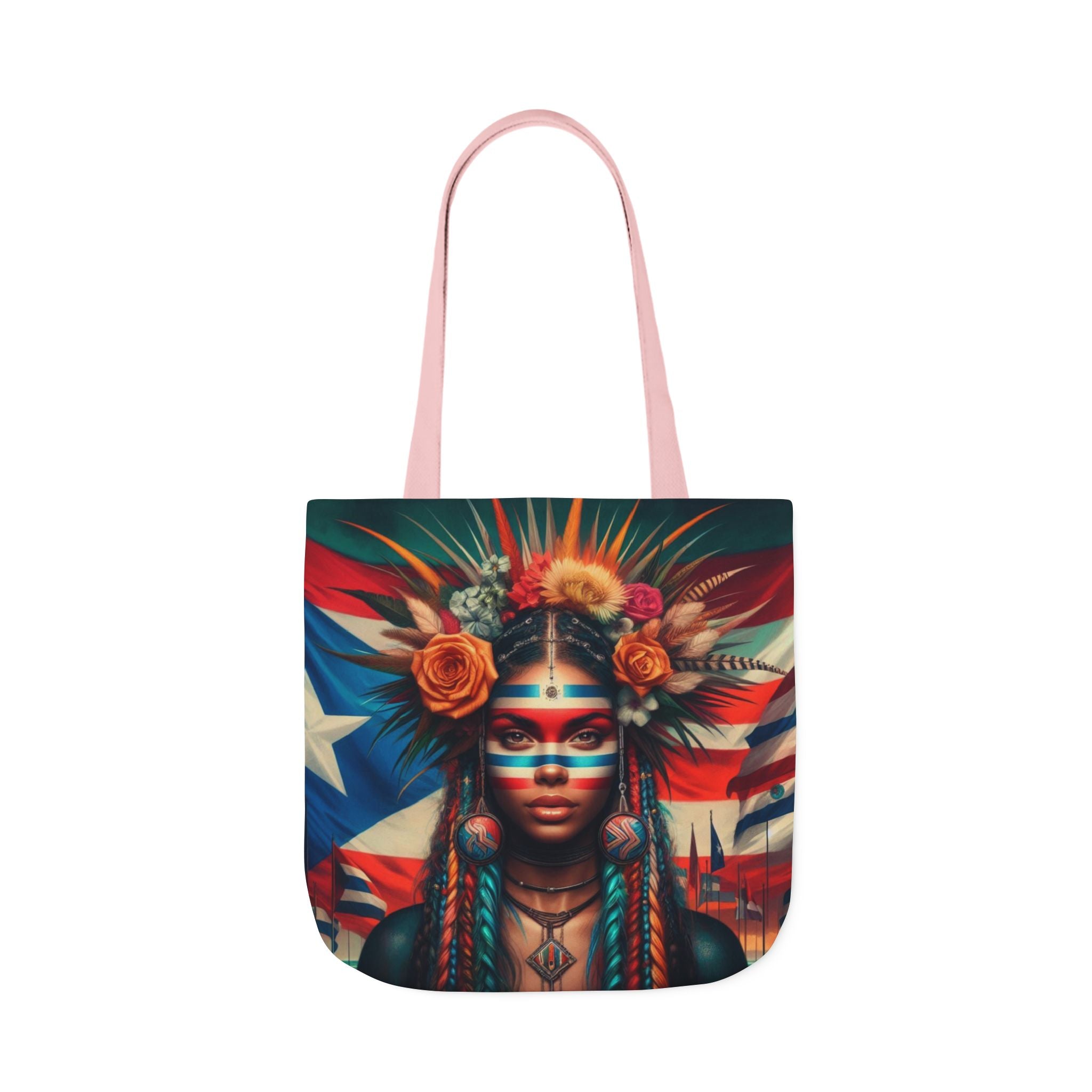 PUERTO RICO Canvas Tote Bag, 5 - Color Straps - Metamorphosis Creations