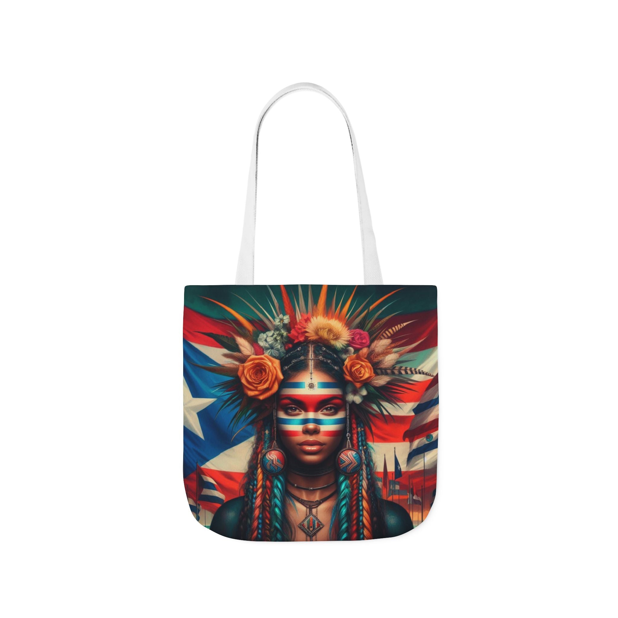PUERTO RICO Canvas Tote Bag, 5 - Color Straps - Metamorphosis Creations