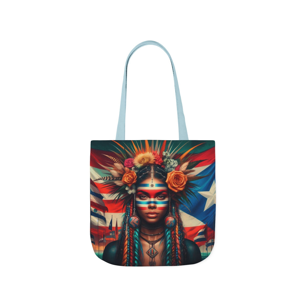 PUERTO RICO Canvas Tote Bag, 5 - Color Straps - Metamorphosis Creations