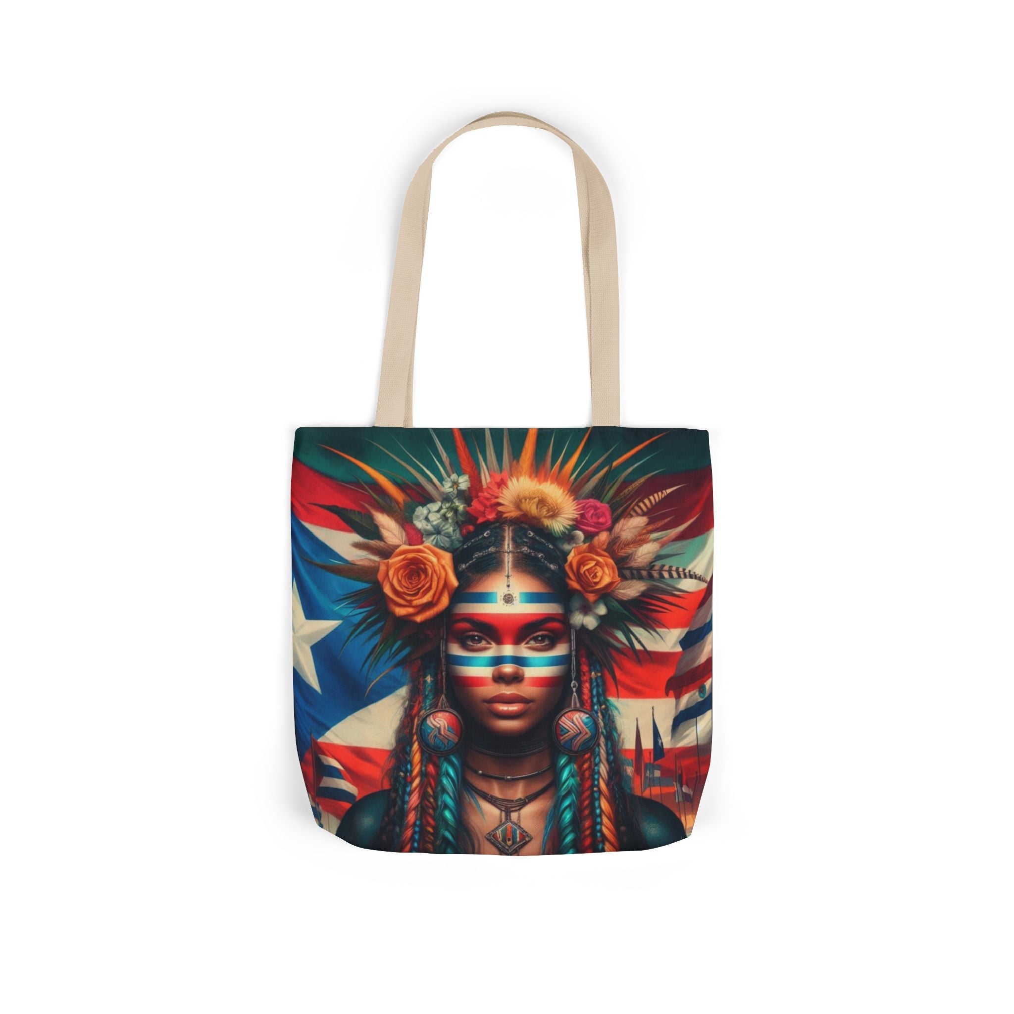 PUERTO RICO Canvas Tote Bag, 5 - Color Straps - Metamorphosis Creations