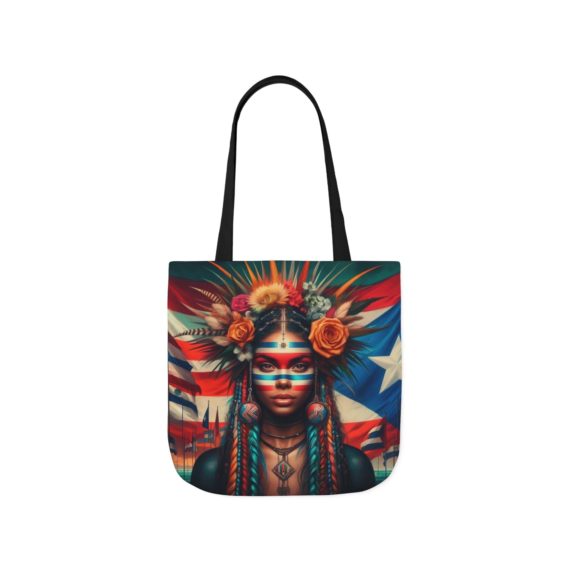 PUERTO RICO Canvas Tote Bag, 5 - Color Straps - Metamorphosis Creations