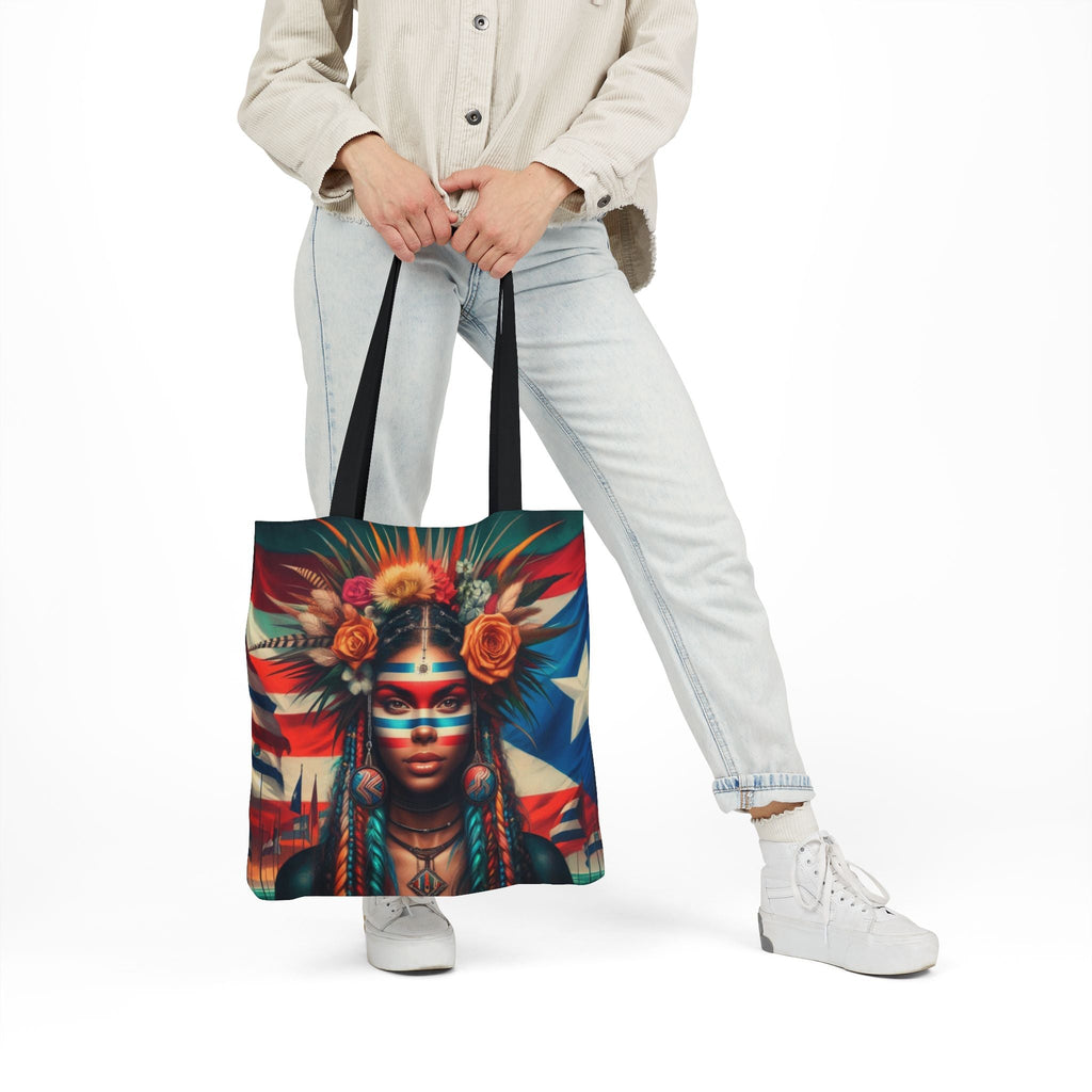 PUERTO RICO Canvas Tote Bag, 5 - Color Straps - Metamorphosis Creations