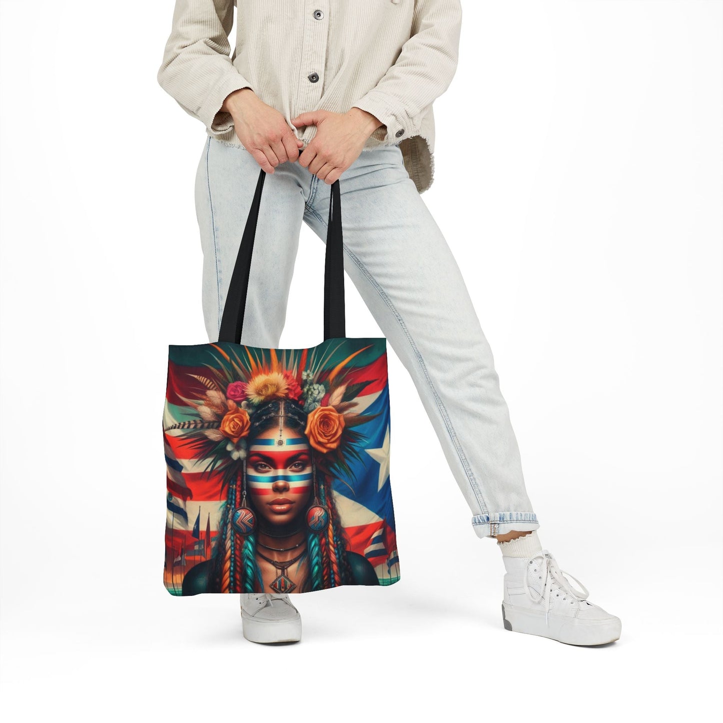 PUERTO RICO Canvas Tote Bag, 5 - Color Straps - Metamorphosis Creations