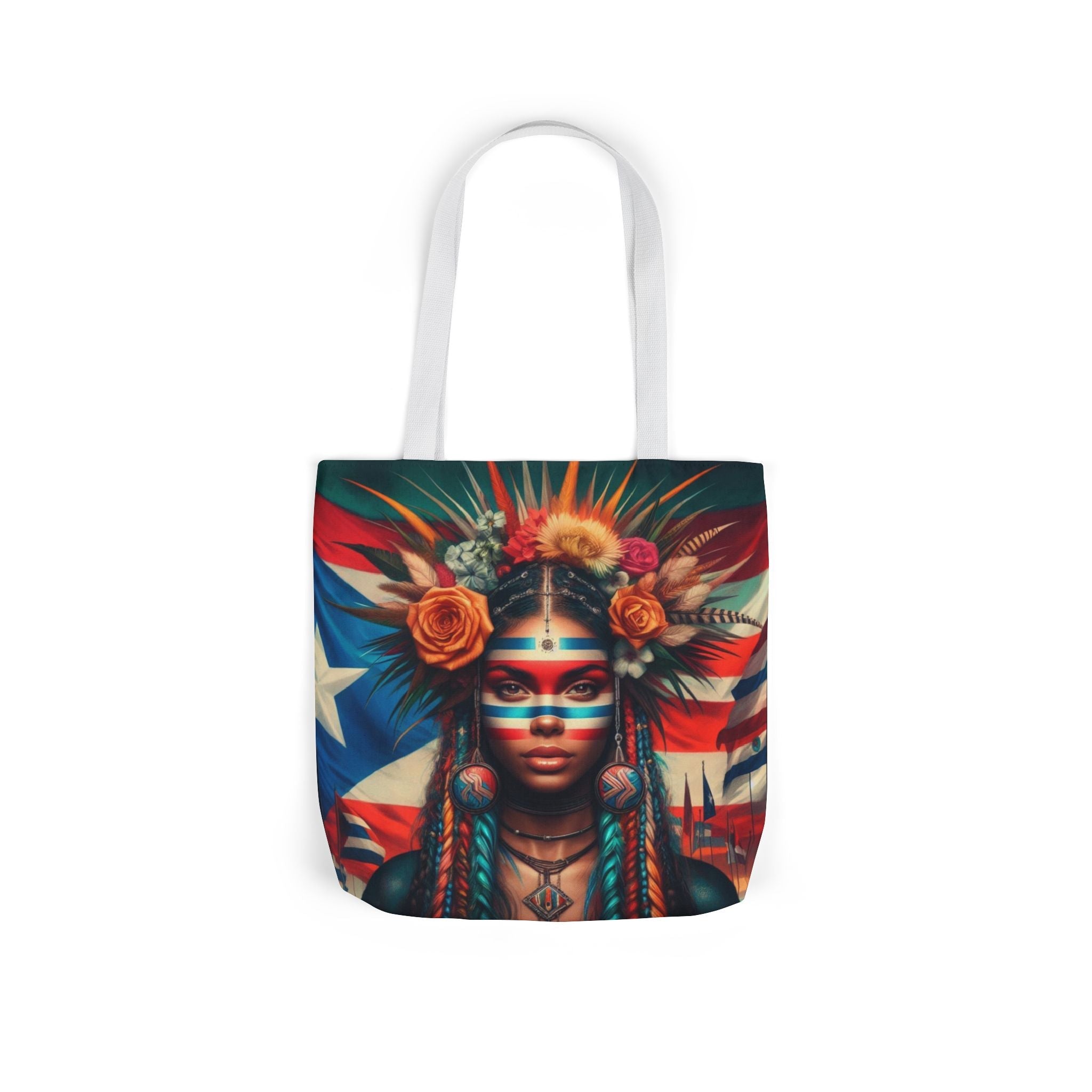 PUERTO RICO Canvas Tote Bag, 5 - Color Straps - Metamorphosis Creations