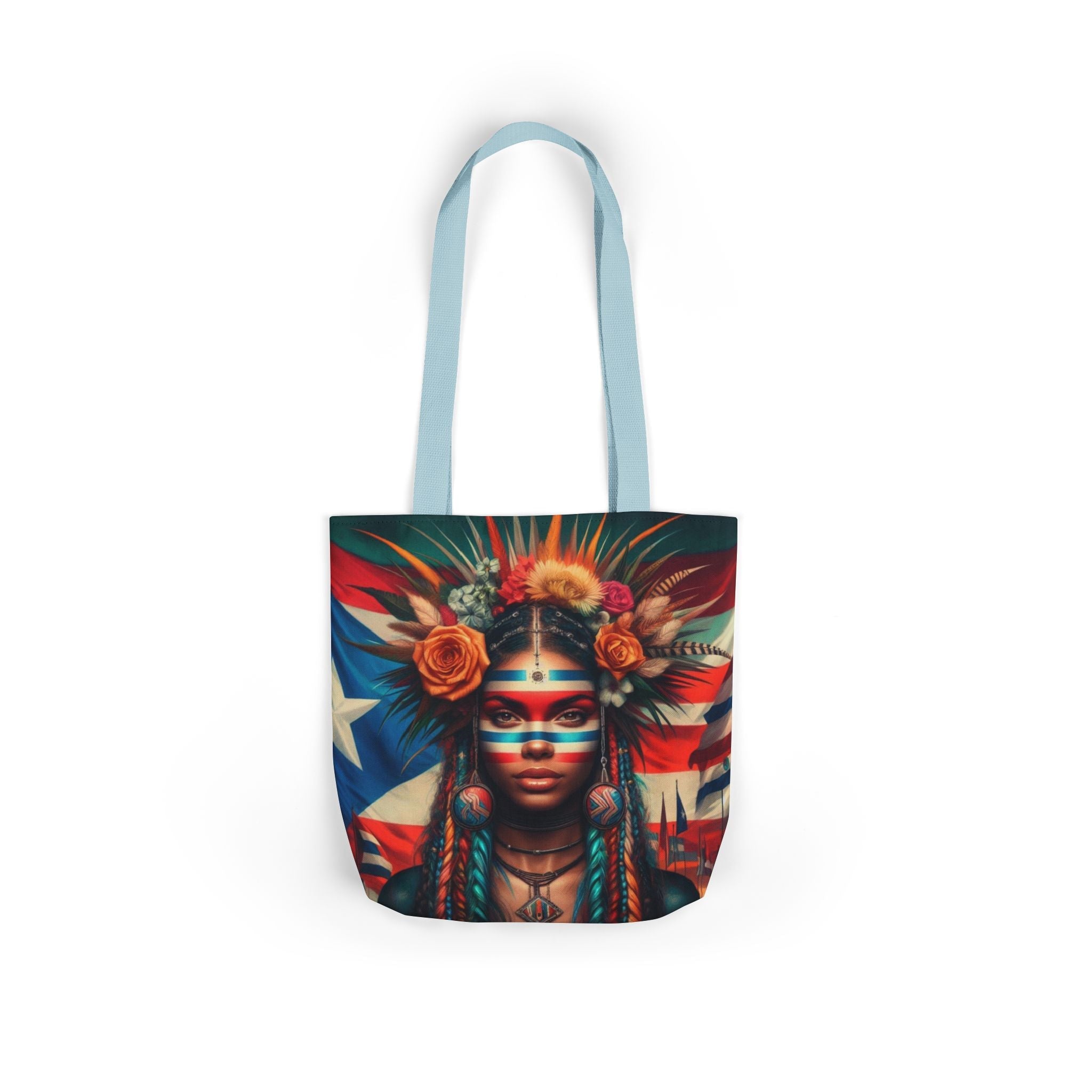 PUERTO RICO Canvas Tote Bag, 5 - Color Straps - Metamorphosis Creations