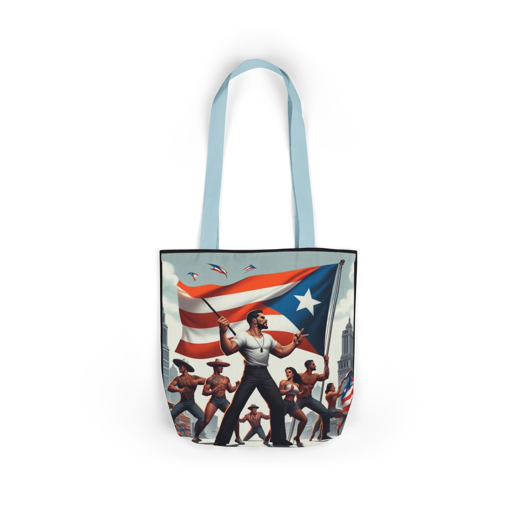 PUERTO RICO Canvas Tote Bag, 5 - Color Straps - Metamorphosis Creations