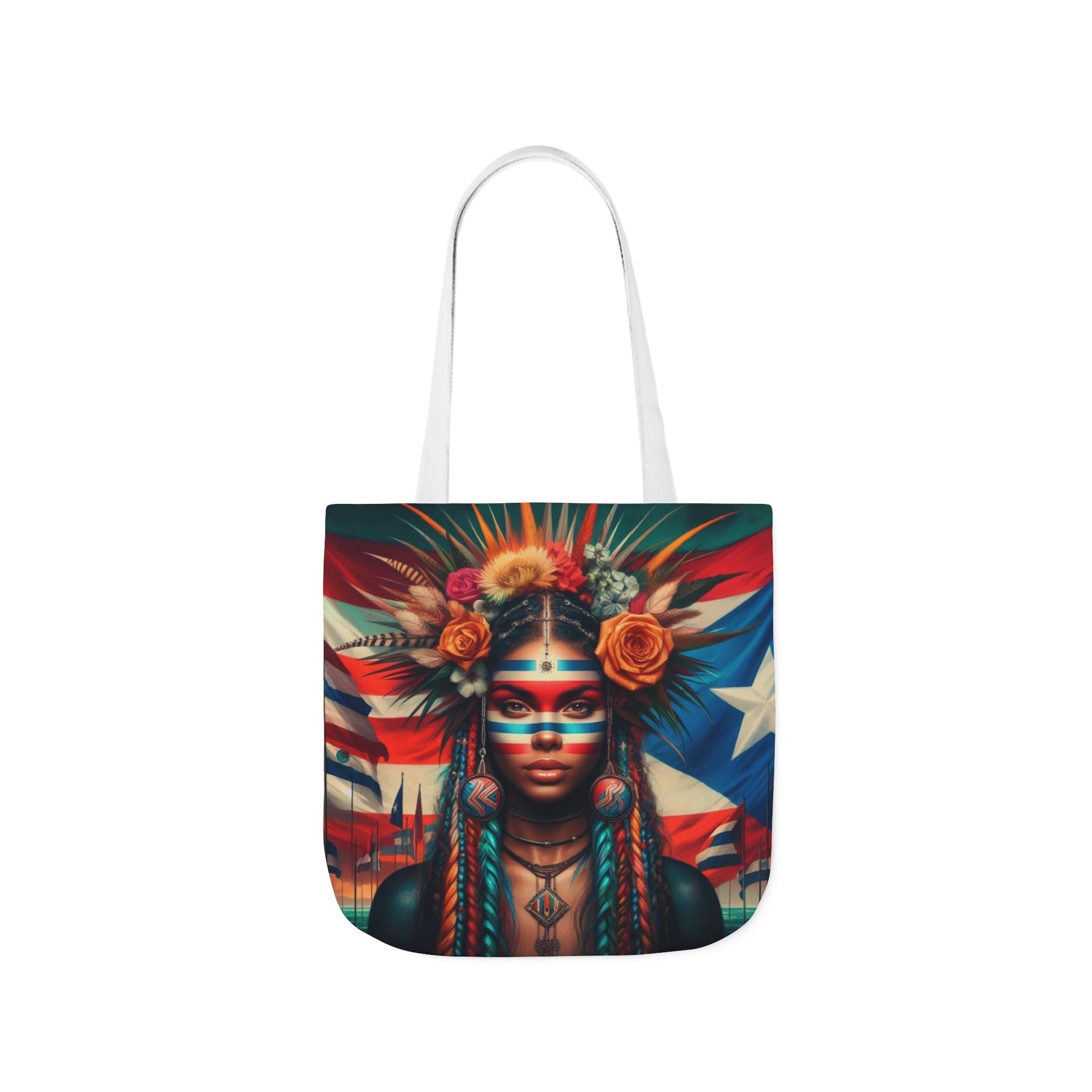 PUERTO RICO Canvas Tote Bag, 5 - Color Straps - Metamorphosis Creations