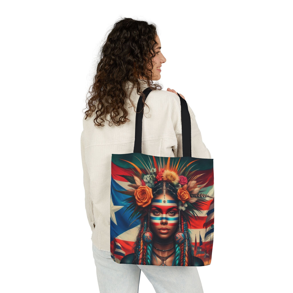 PUERTO RICO Canvas Tote Bag, 5 - Color Straps - Metamorphosis Creations