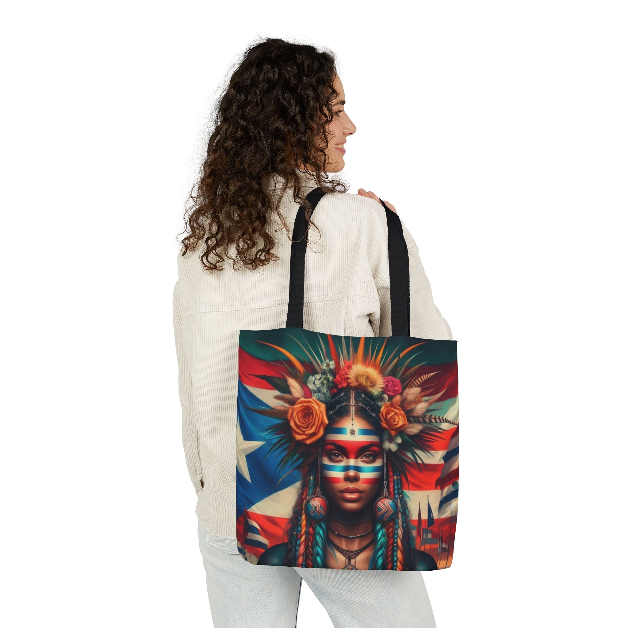 PUERTO RICO Canvas Tote Bag, 5 - Color Straps - Metamorphosis Creations