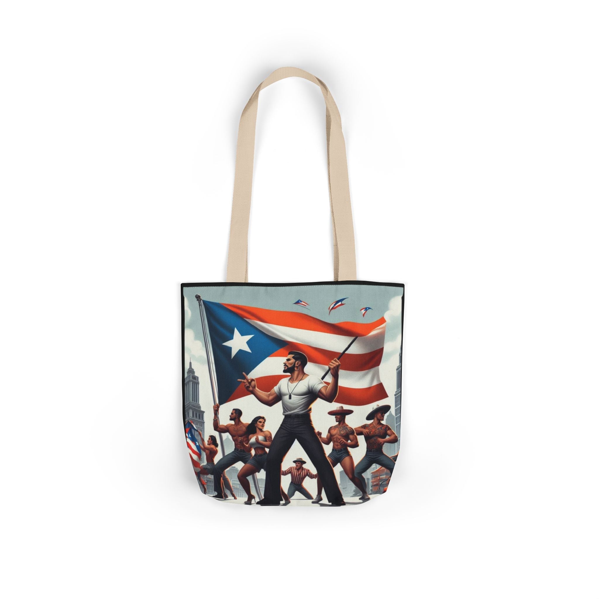 PUERTO RICO Canvas Tote Bag, 5 - Color Straps - Metamorphosis Creations
