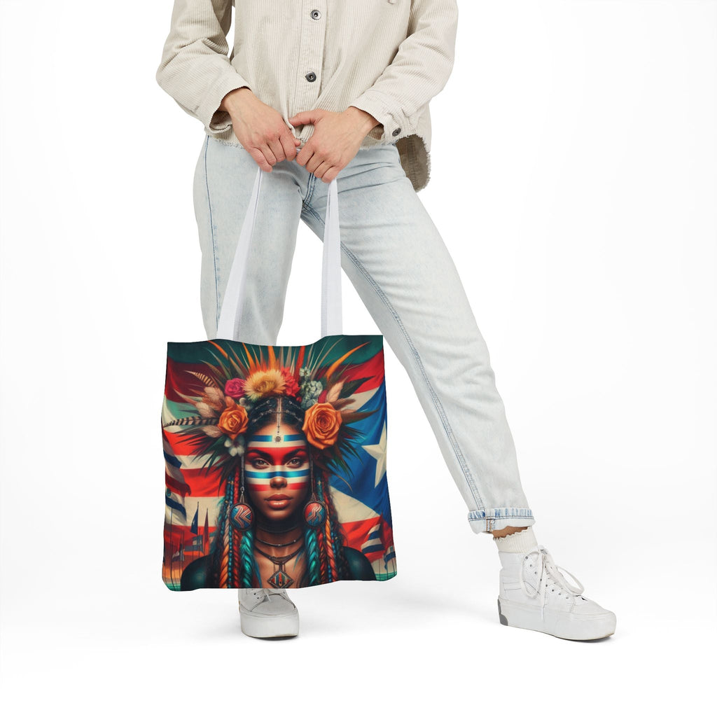 PUERTO RICO Canvas Tote Bag, 5 - Color Straps - Metamorphosis Creations