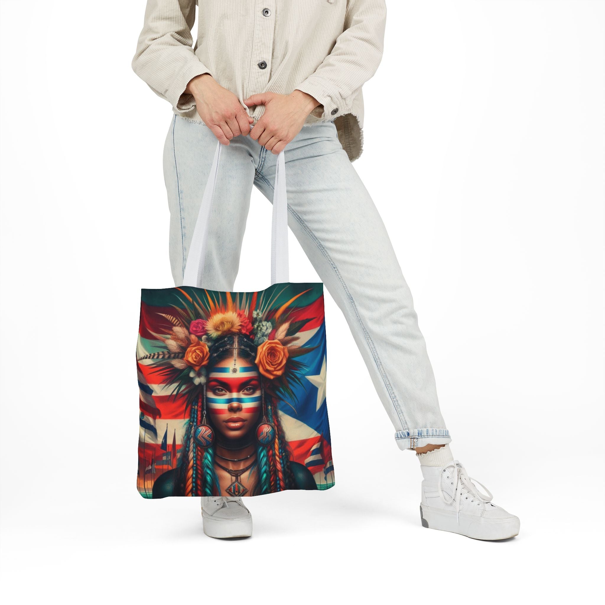PUERTO RICO Canvas Tote Bag, 5 - Color Straps - Metamorphosis Creations