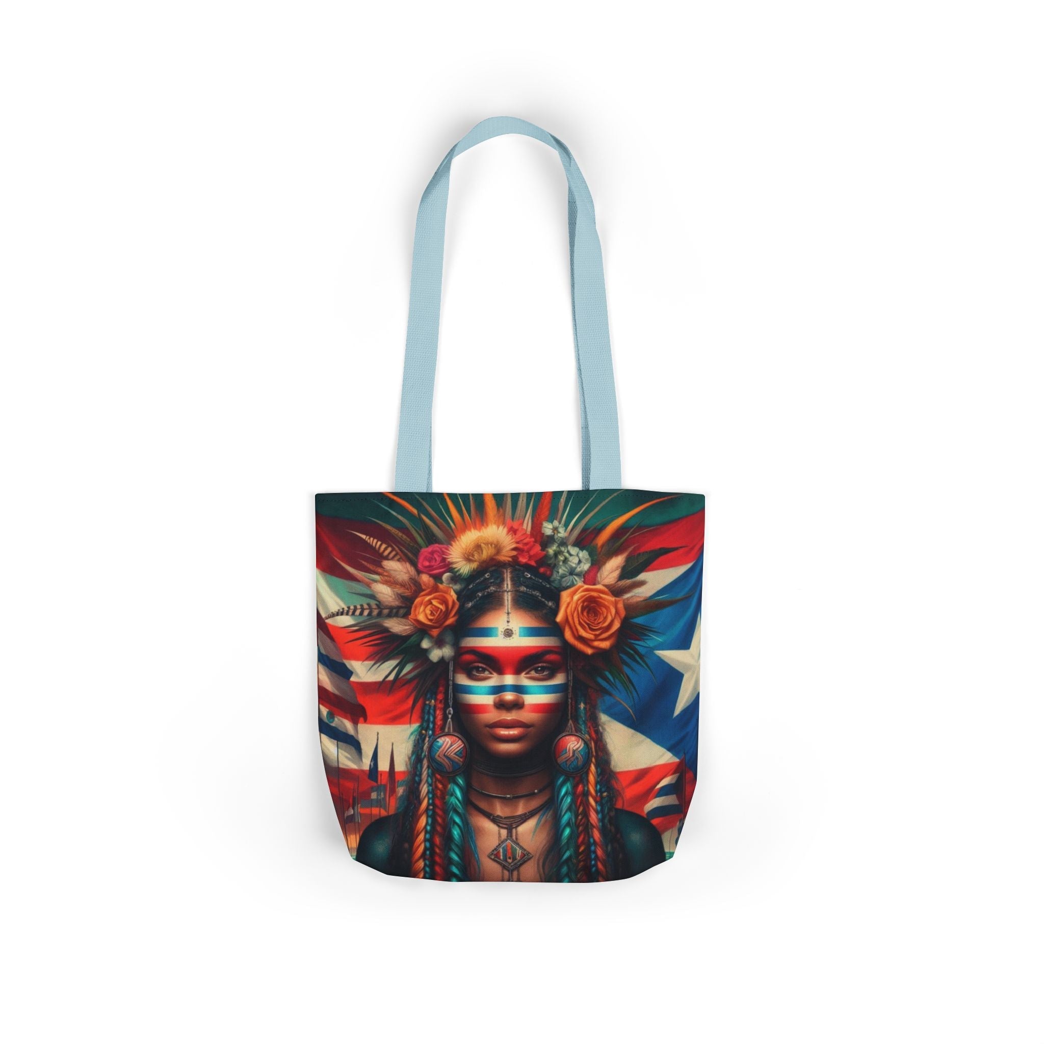 PUERTO RICO Canvas Tote Bag, 5 - Color Straps - Metamorphosis Creations