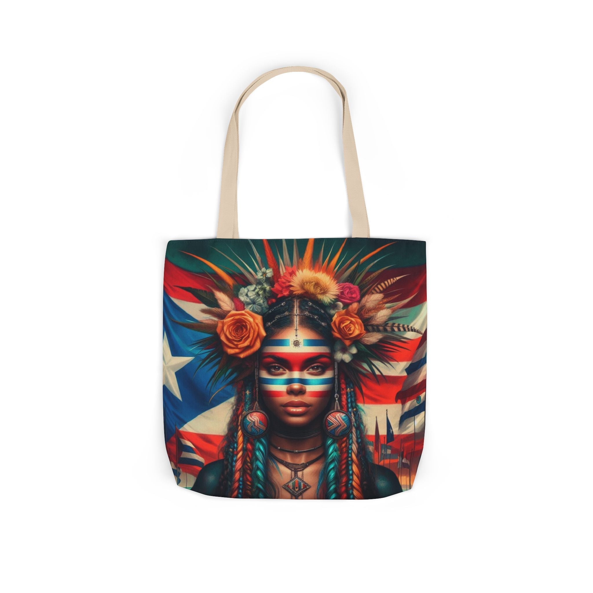 PUERTO RICO Canvas Tote Bag, 5 - Color Straps - Metamorphosis Creations