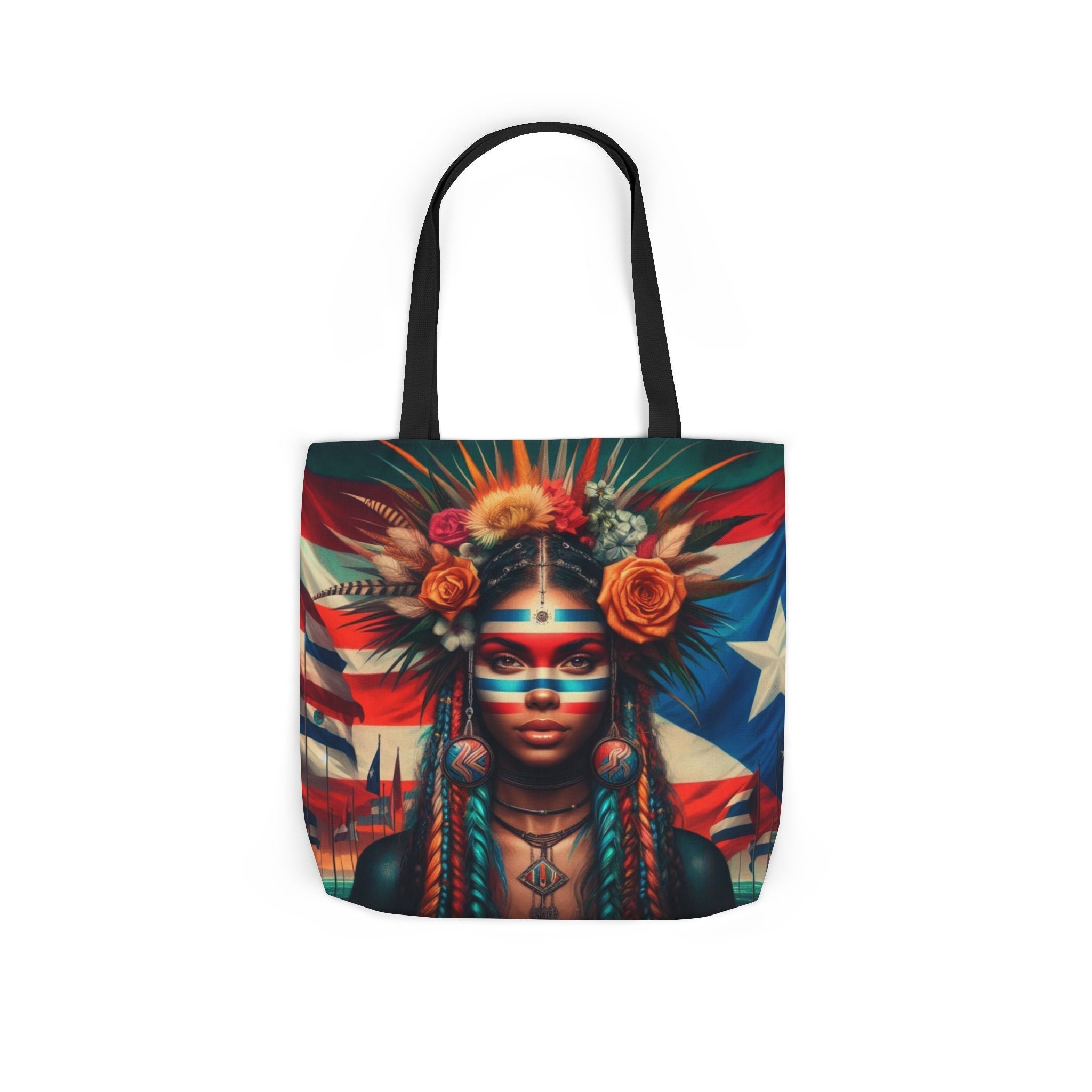 PUERTO RICO Canvas Tote Bag, 5 - Color Straps - Metamorphosis Creations