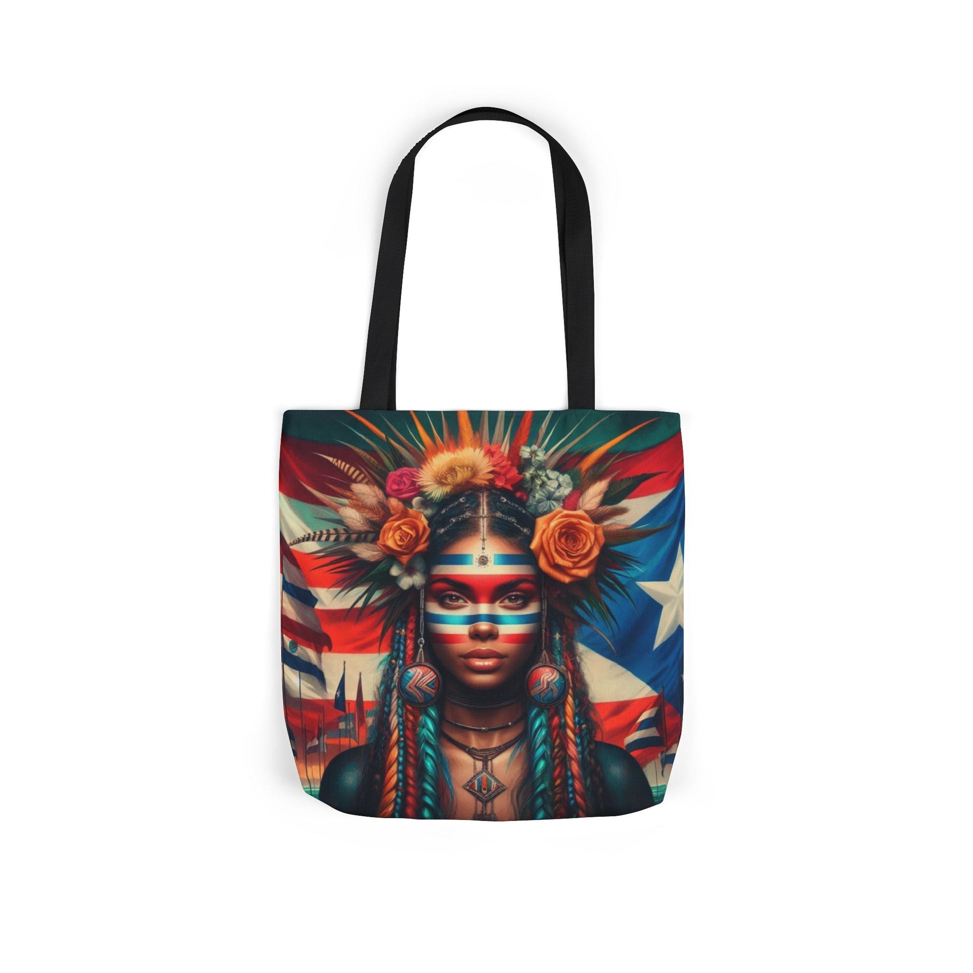 PUERTO RICO Canvas Tote Bag, 5 - Color Straps - Metamorphosis Creations