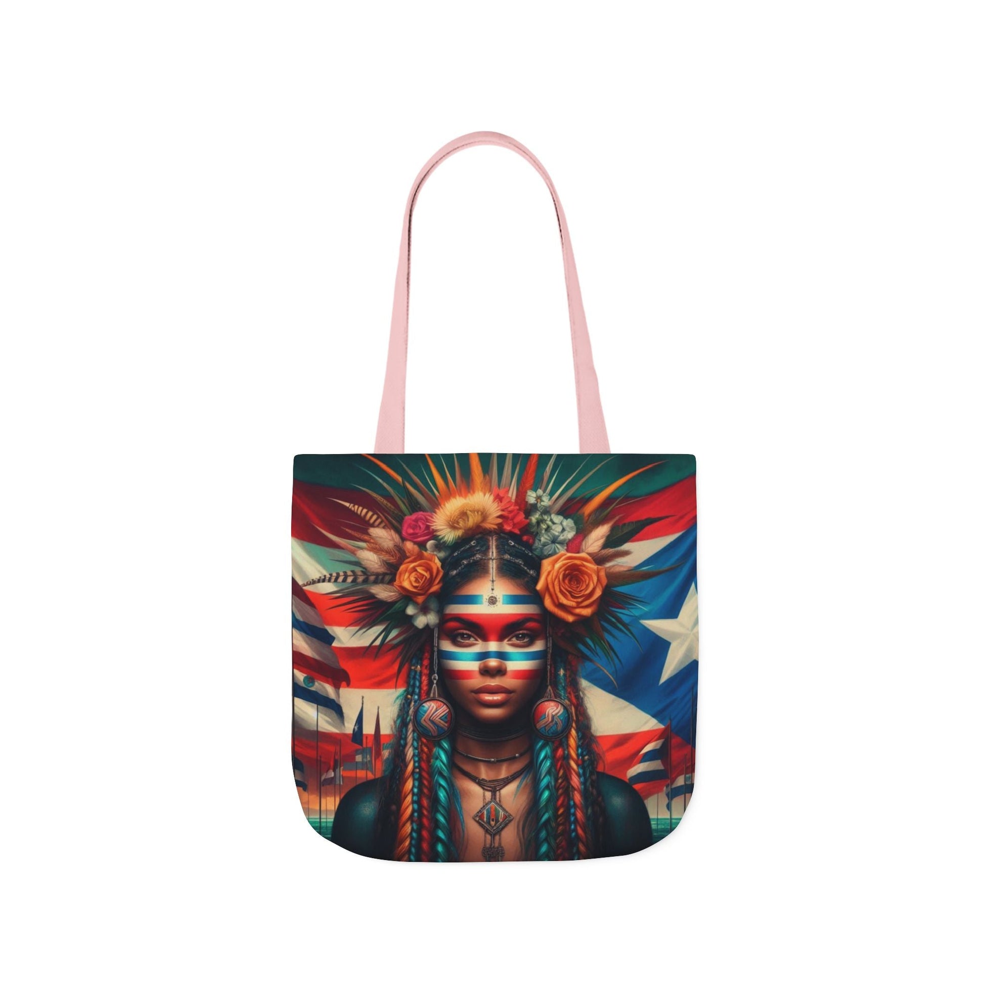 PUERTO RICO Canvas Tote Bag, 5 - Color Straps - Metamorphosis Creations
