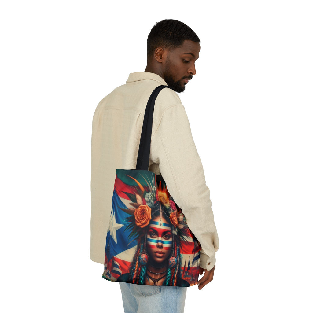 PUERTO RICO Canvas Tote Bag, 5 - Color Straps - Metamorphosis Creations