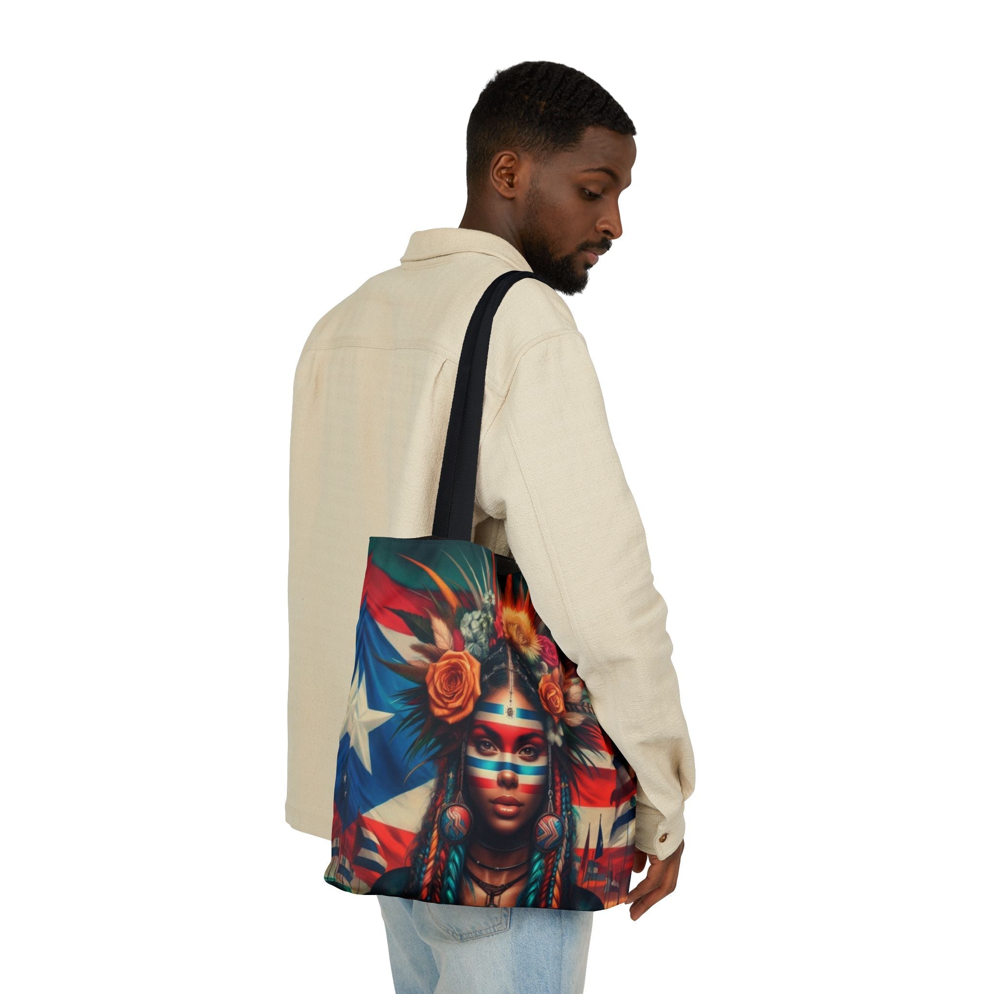 PUERTO RICO Canvas Tote Bag, 5 - Color Straps - Metamorphosis Creations