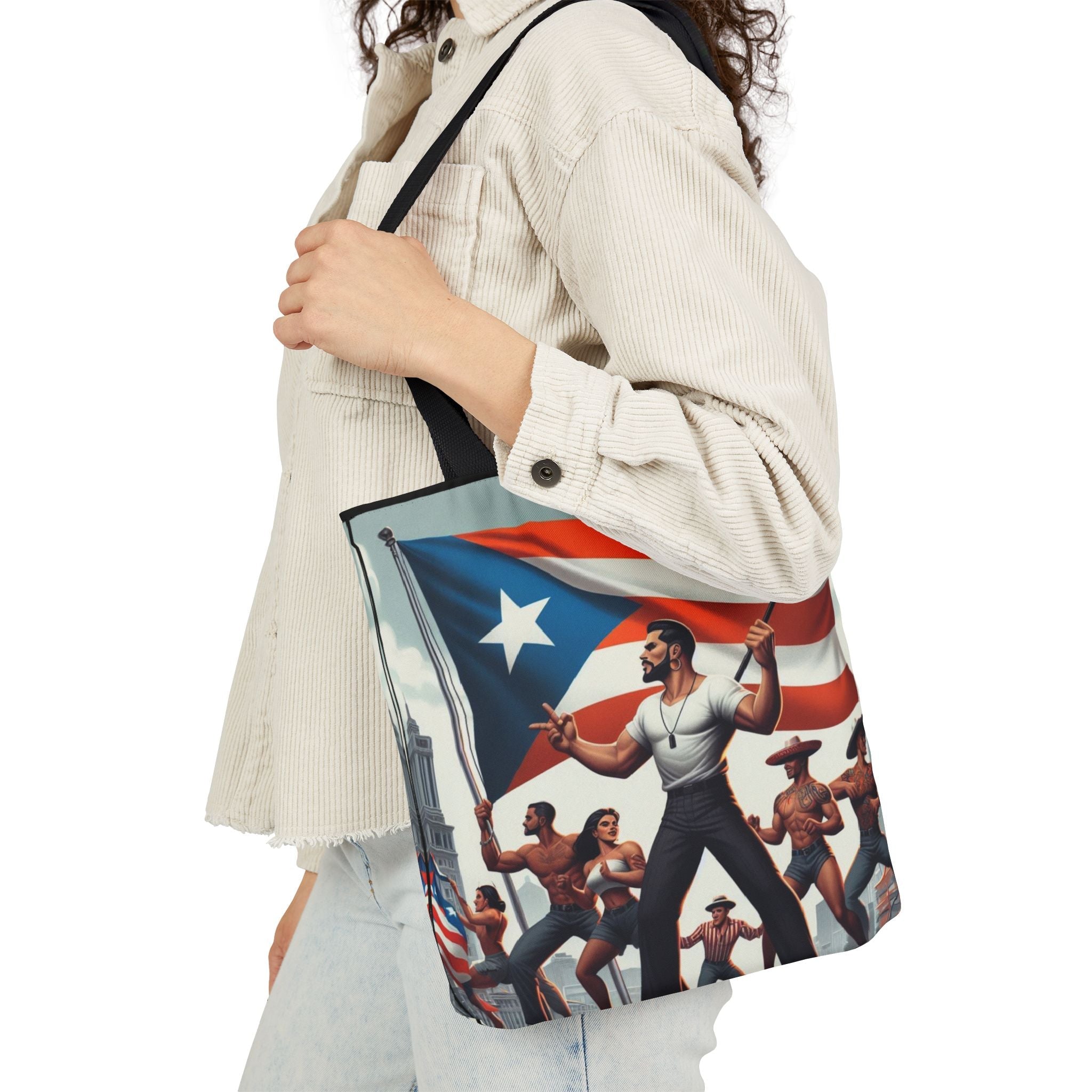 PUERTO RICO Canvas Tote Bag, 5 - Color Straps - Metamorphosis Creations