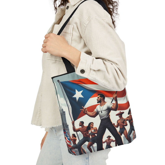 PUERTO RICO Canvas Tote Bag, 5 - Color Straps - Metamorphosis Creations