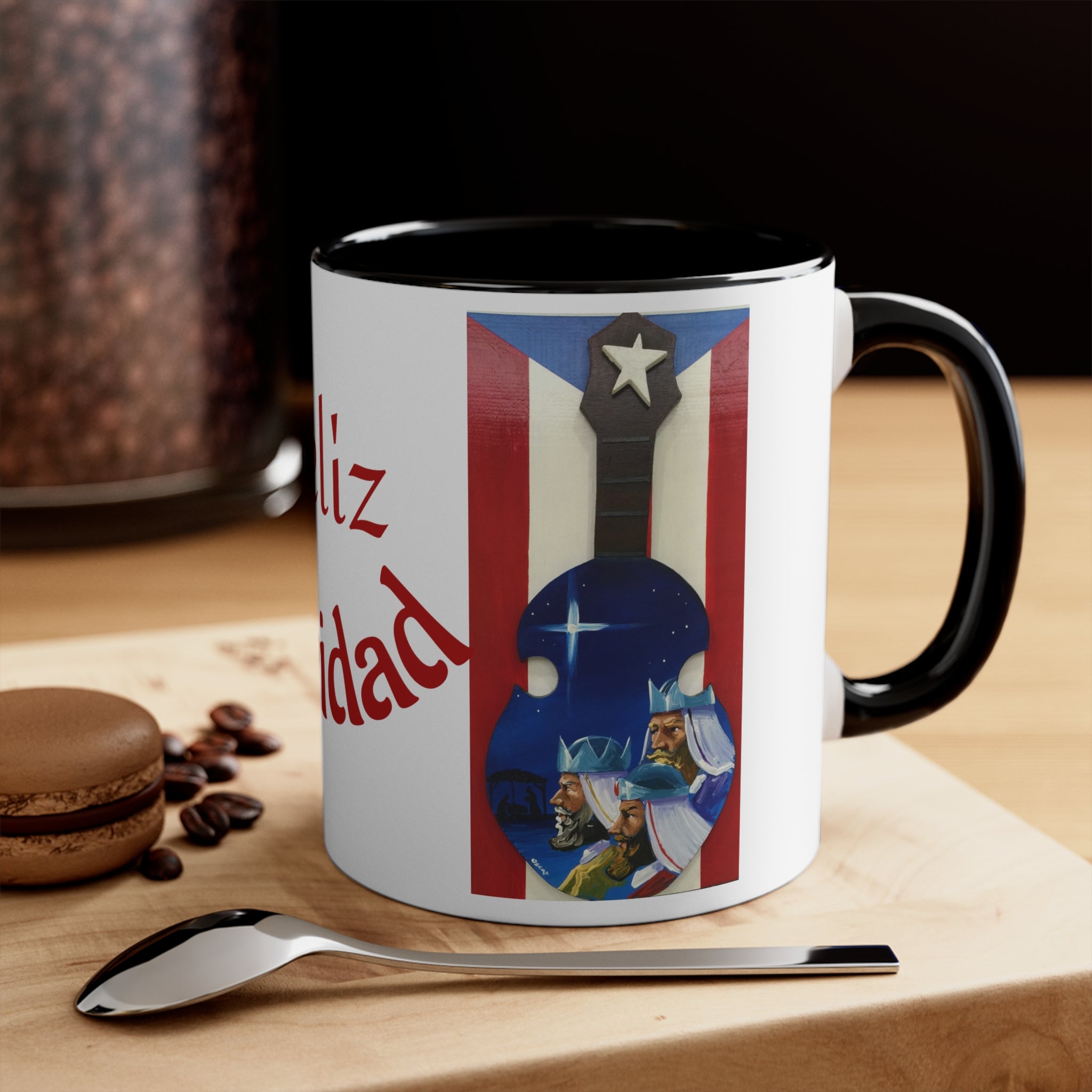 Puerto Rico Christmas Mugs, Festive Holiday Coffee Cup, Gift for Musicians, Feliz Navidad Mug, Puerto Rican Art - Metamorphosis Creations