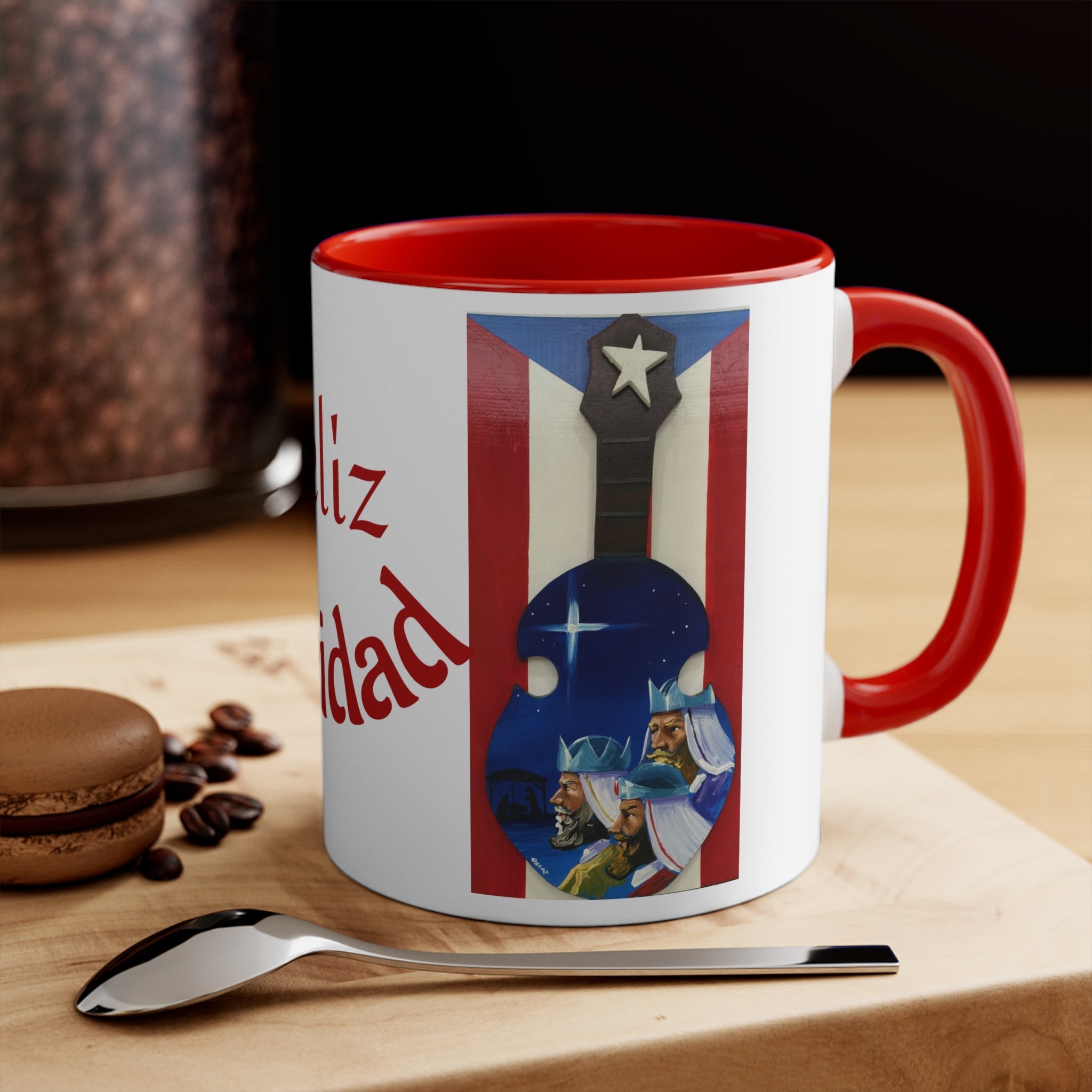 Puerto Rico Christmas Mugs, Festive Holiday Coffee Cup, Gift for Musicians, Feliz Navidad Mug, Puerto Rican Art - Metamorphosis Creations