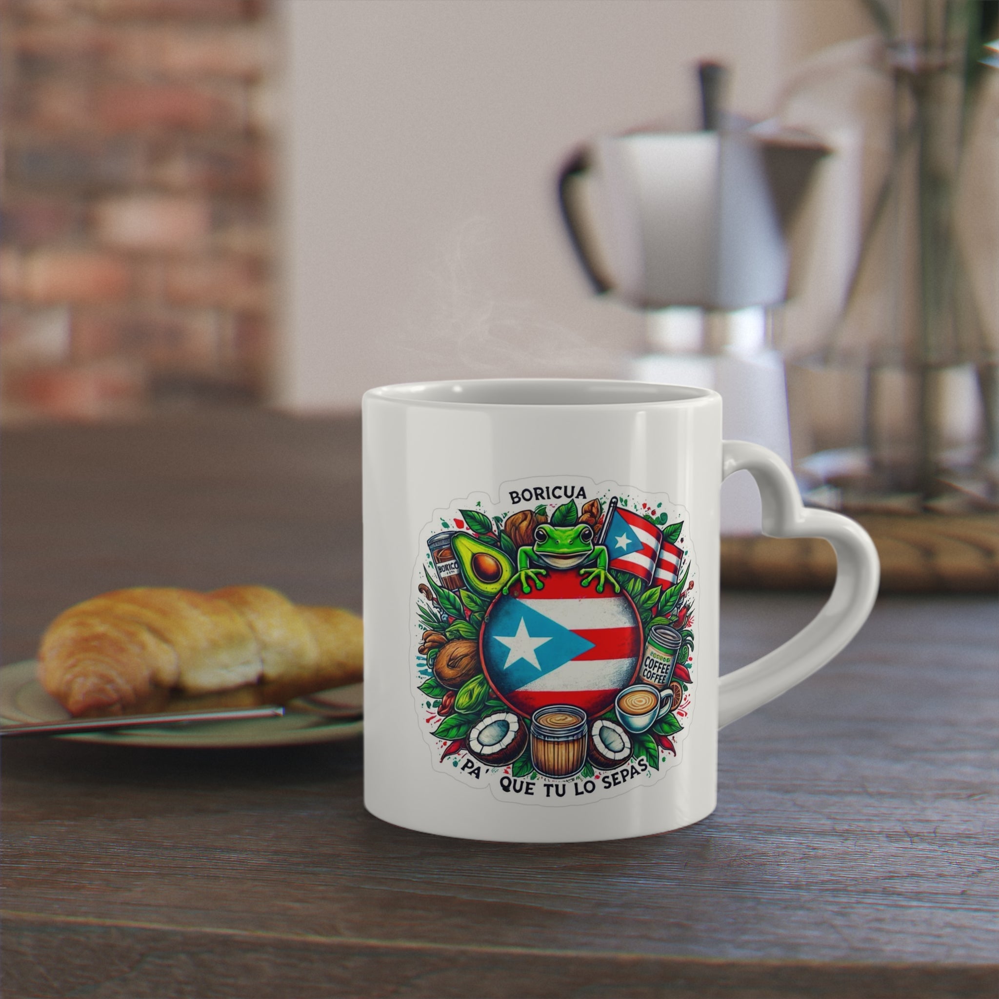 Puerto Rico Colorful Heart - Shaped Mug for Coffee Lovers, Ideal Gift for Birthdays, Anniversaries, Valentine’s Day, Home Décor, Unique Art Design - Metamorphosis Creations