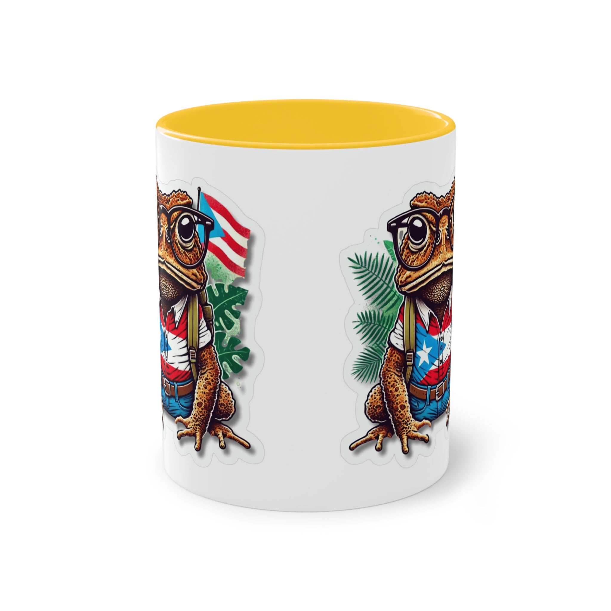 ☕ Puerto Rico en el alma, coffee en la Mano. Quirky Frog Two - Tone Coffee Mug, 11oz | Fun Gift for Frog Lovers, Quirky Decor, Unique Kitchenware, Coffee Lovers Mug, Vintage Vibe - Metamorphosis Creations