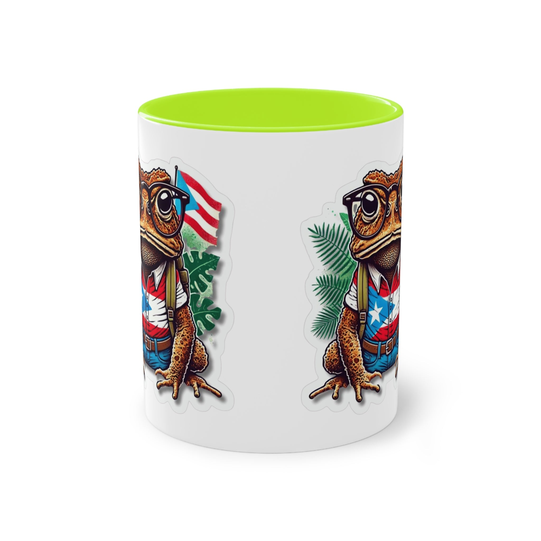 ☕ Puerto Rico en el alma, coffee en la Mano. Quirky Frog Two - Tone Coffee Mug, 11oz | Fun Gift for Frog Lovers, Quirky Decor, Unique Kitchenware, Coffee Lovers Mug, Vintage Vibe - Metamorphosis Creations