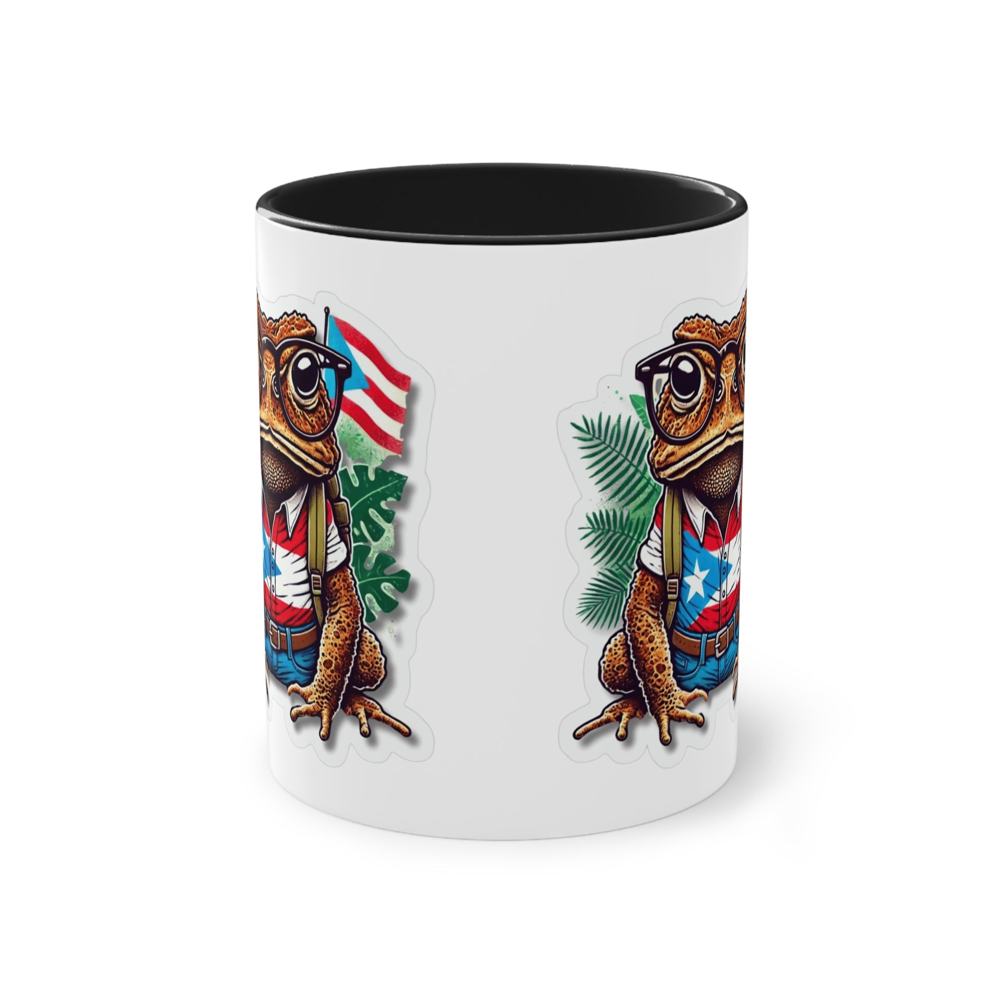 ☕ Puerto Rico en el alma, coffee en la Mano. Quirky Frog Two - Tone Coffee Mug, 11oz | Fun Gift for Frog Lovers, Quirky Decor, Unique Kitchenware, Coffee Lovers Mug, Vintage Vibe - Metamorphosis Creations