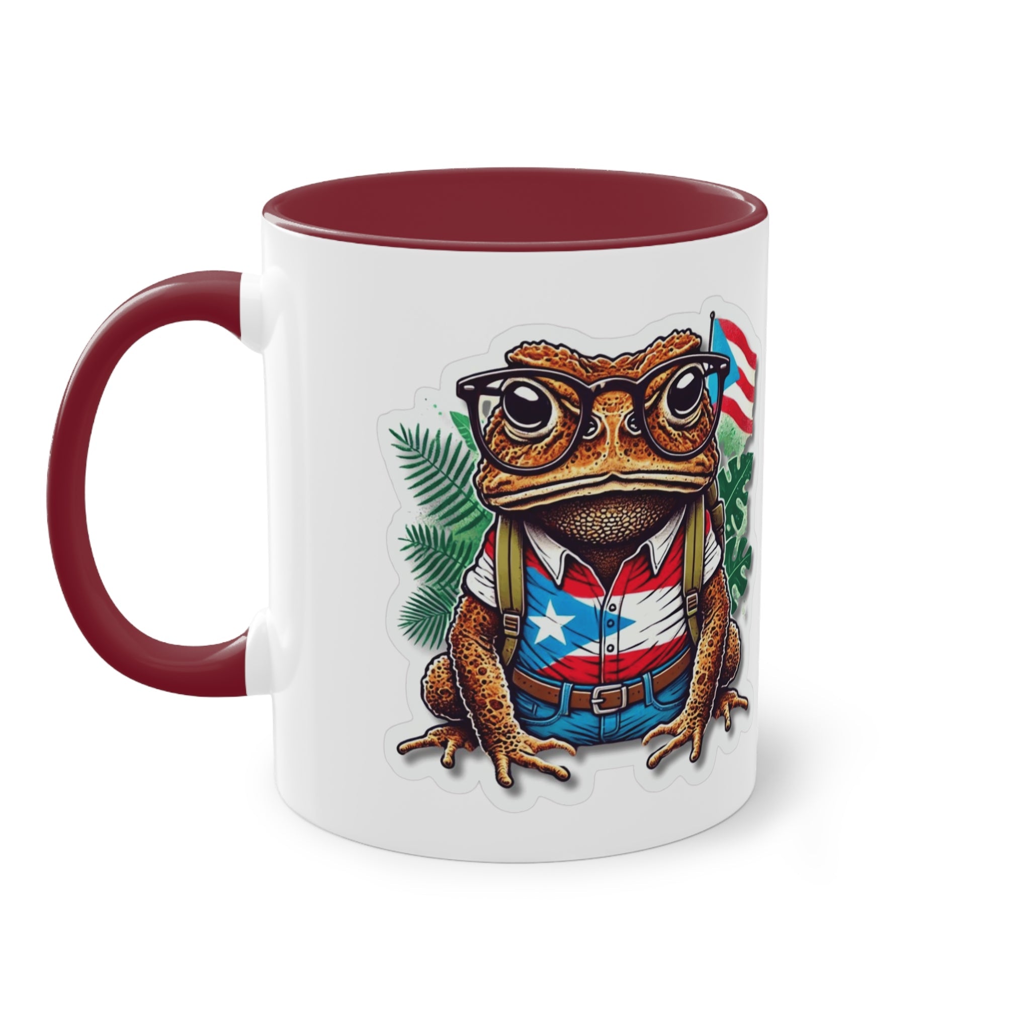 ☕ Puerto Rico en el alma, coffee en la Mano. Quirky Frog Two - Tone Coffee Mug, 11oz | Fun Gift for Frog Lovers, Quirky Decor, Unique Kitchenware, Coffee Lovers Mug, Vintage Vibe - Metamorphosis Creations