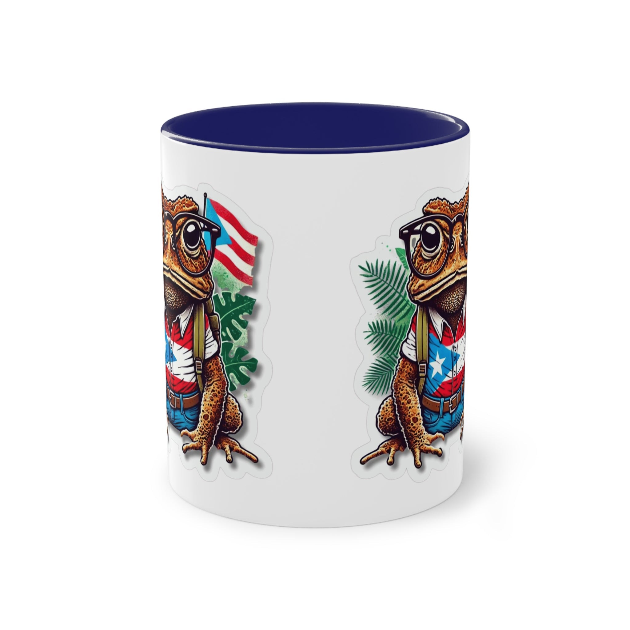 ☕ Puerto Rico en el alma, coffee en la Mano. Quirky Frog Two - Tone Coffee Mug, 11oz | Fun Gift for Frog Lovers, Quirky Decor, Unique Kitchenware, Coffee Lovers Mug, Vintage Vibe - Metamorphosis Creations