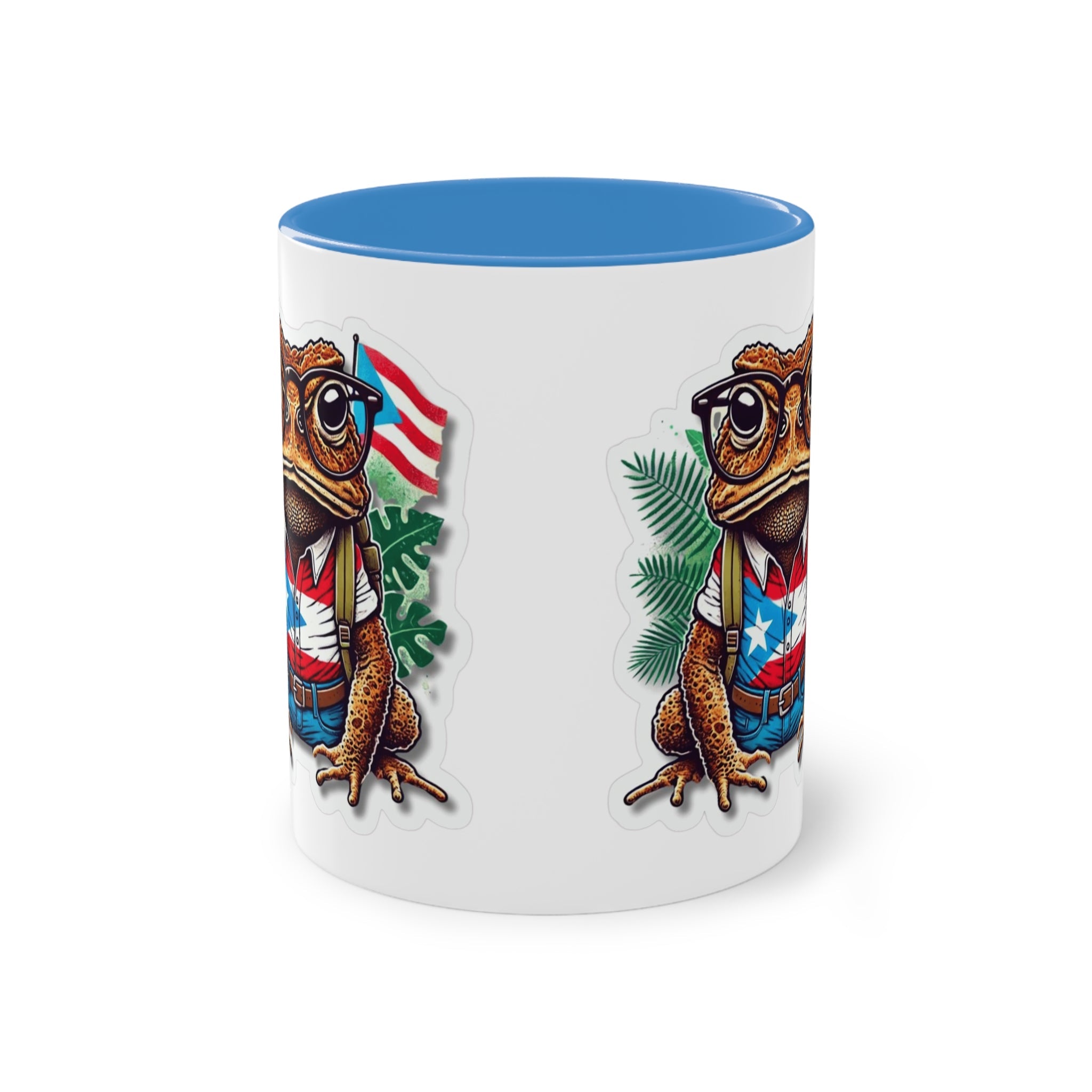 ☕ Puerto Rico en el alma, coffee en la Mano. Quirky Frog Two - Tone Coffee Mug, 11oz | Fun Gift for Frog Lovers, Quirky Decor, Unique Kitchenware, Coffee Lovers Mug, Vintage Vibe - Metamorphosis Creations