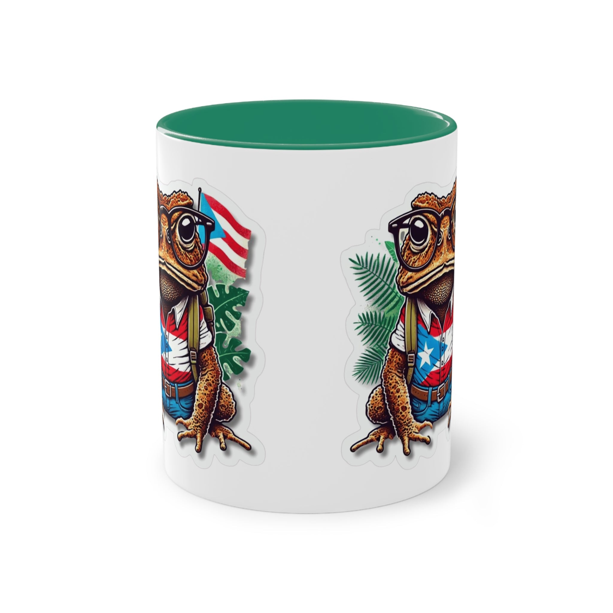 ☕ Puerto Rico en el alma, coffee en la Mano. Quirky Frog Two - Tone Coffee Mug, 11oz | Fun Gift for Frog Lovers, Quirky Decor, Unique Kitchenware, Coffee Lovers Mug, Vintage Vibe - Metamorphosis Creations