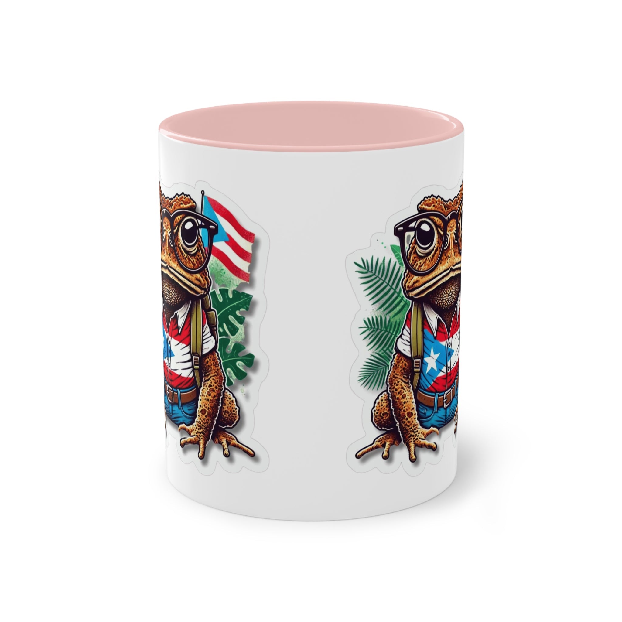 ☕ Puerto Rico en el alma, coffee en la Mano. Quirky Frog Two - Tone Coffee Mug, 11oz | Fun Gift for Frog Lovers, Quirky Decor, Unique Kitchenware, Coffee Lovers Mug, Vintage Vibe - Metamorphosis Creations