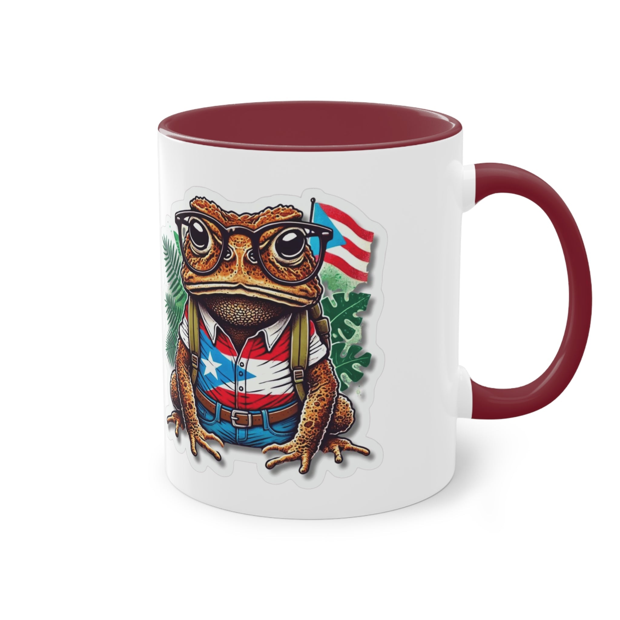☕ Puerto Rico en el alma, coffee en la Mano. Quirky Frog Two - Tone Coffee Mug, 11oz | Fun Gift for Frog Lovers, Quirky Decor, Unique Kitchenware, Coffee Lovers Mug, Vintage Vibe - Metamorphosis Creations