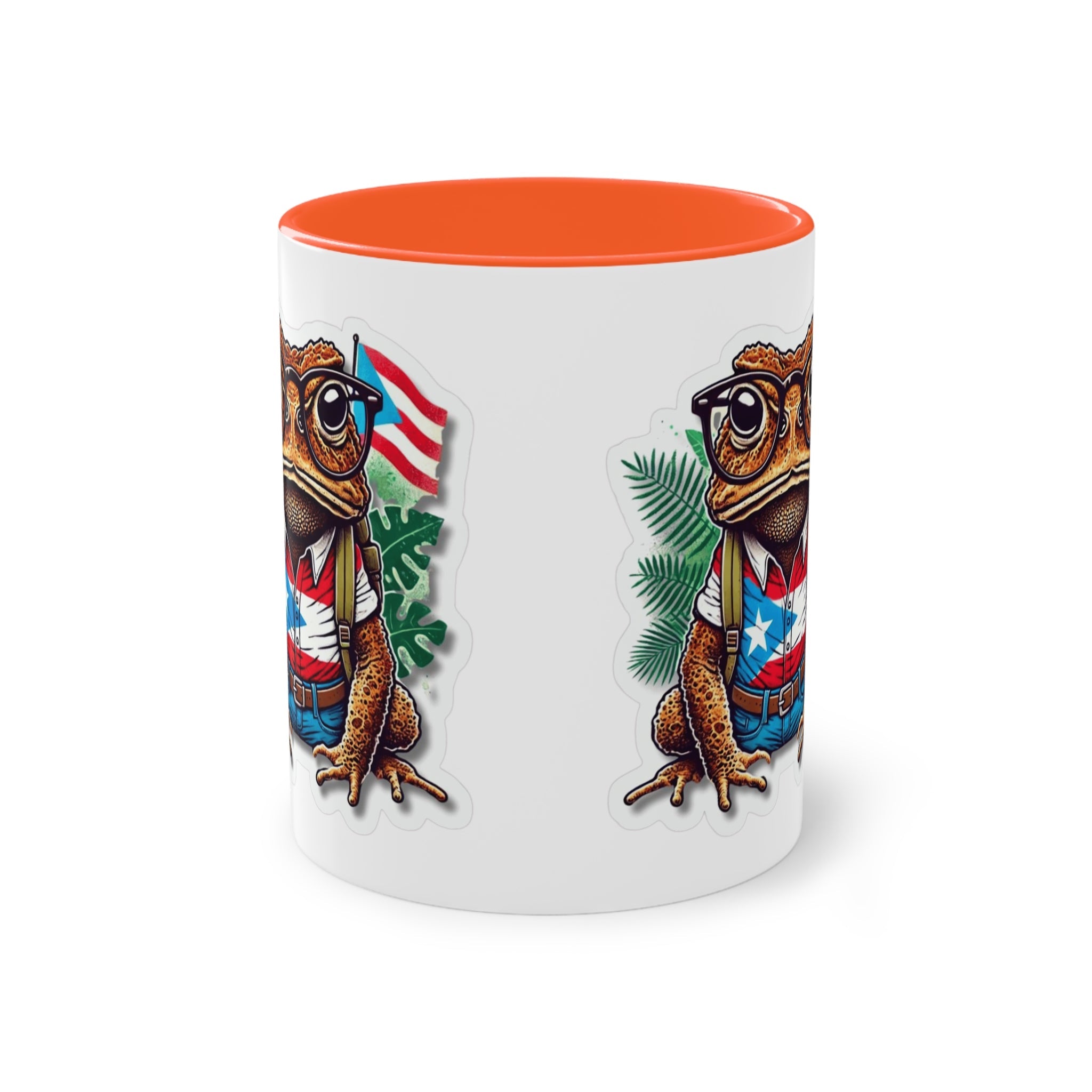 ☕ Puerto Rico en el alma, coffee en la Mano. Quirky Frog Two - Tone Coffee Mug, 11oz | Fun Gift for Frog Lovers, Quirky Decor, Unique Kitchenware, Coffee Lovers Mug, Vintage Vibe - Metamorphosis Creations
