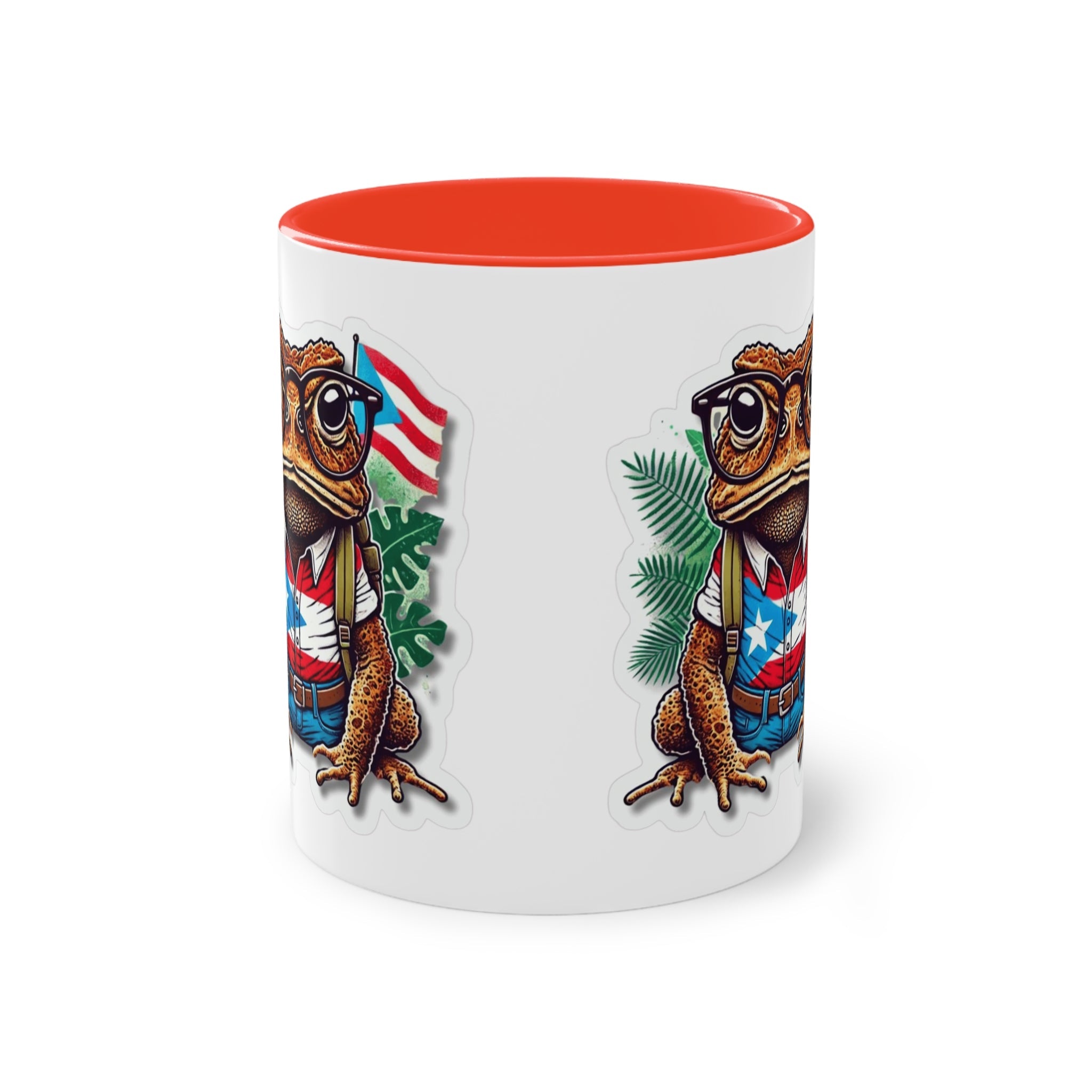 ☕ Puerto Rico en el alma, coffee en la Mano. Quirky Frog Two - Tone Coffee Mug, 11oz | Fun Gift for Frog Lovers, Quirky Decor, Unique Kitchenware, Coffee Lovers Mug, Vintage Vibe - Metamorphosis Creations
