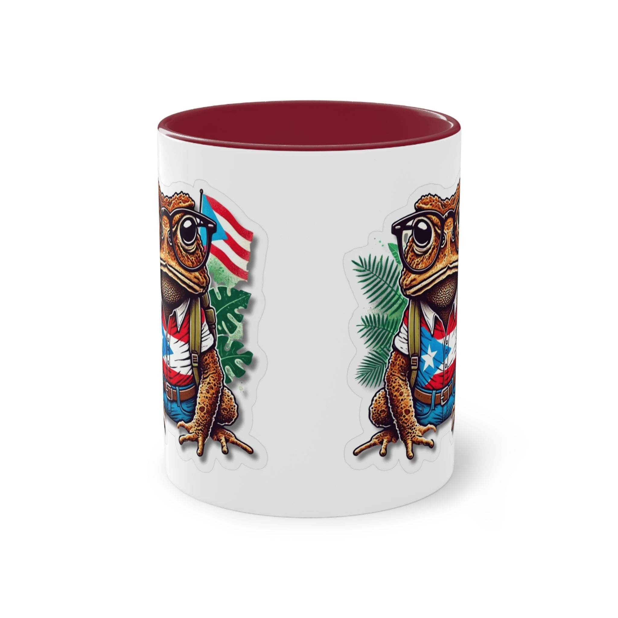 ☕ Puerto Rico en el alma, coffee en la Mano. Quirky Frog Two - Tone Coffee Mug, 11oz | Fun Gift for Frog Lovers, Quirky Decor, Unique Kitchenware, Coffee Lovers Mug, Vintage Vibe - Metamorphosis Creations